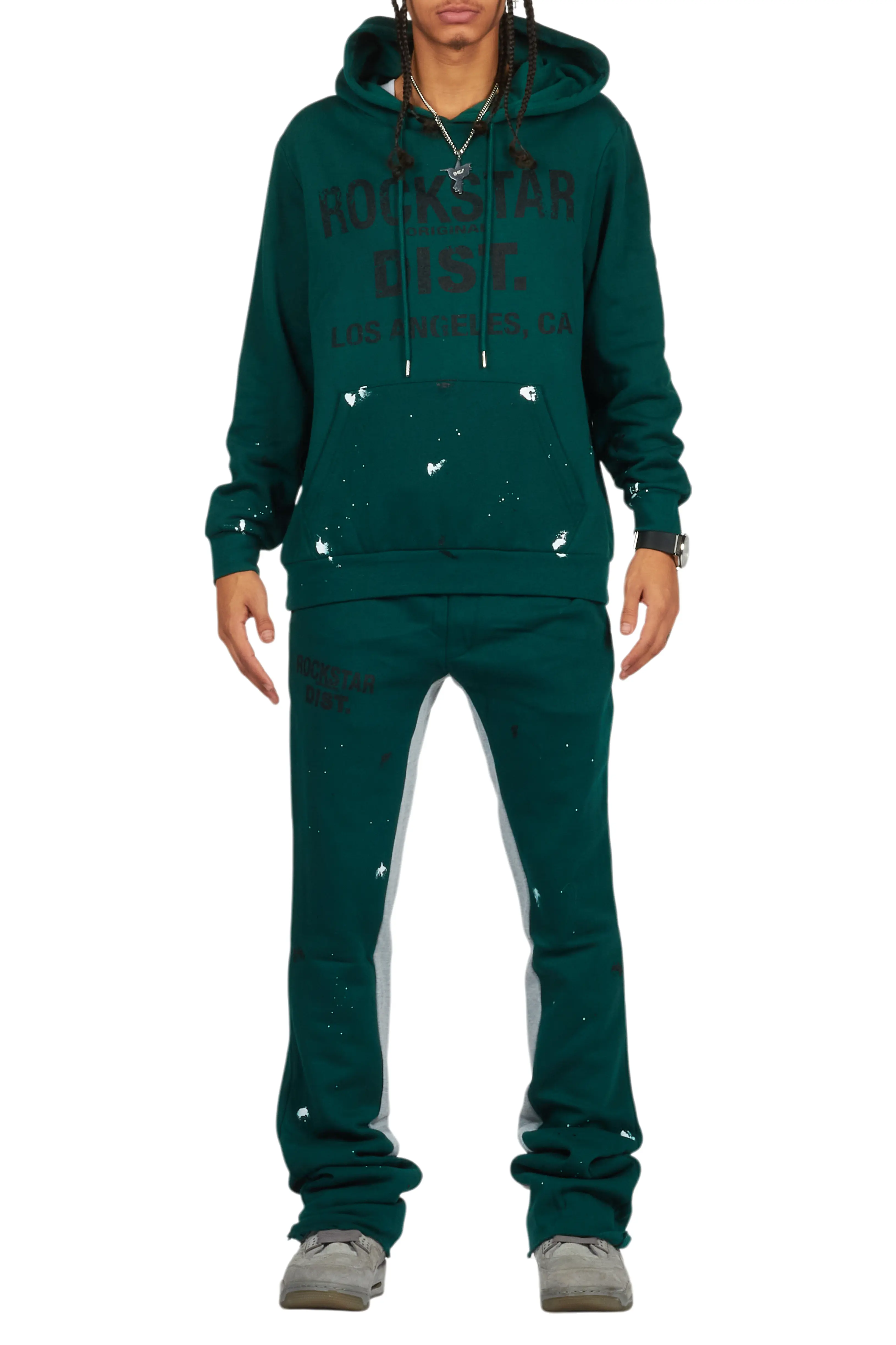 Scottie Green/Black Hoodie/Baggy Track Pant Set - Image 9