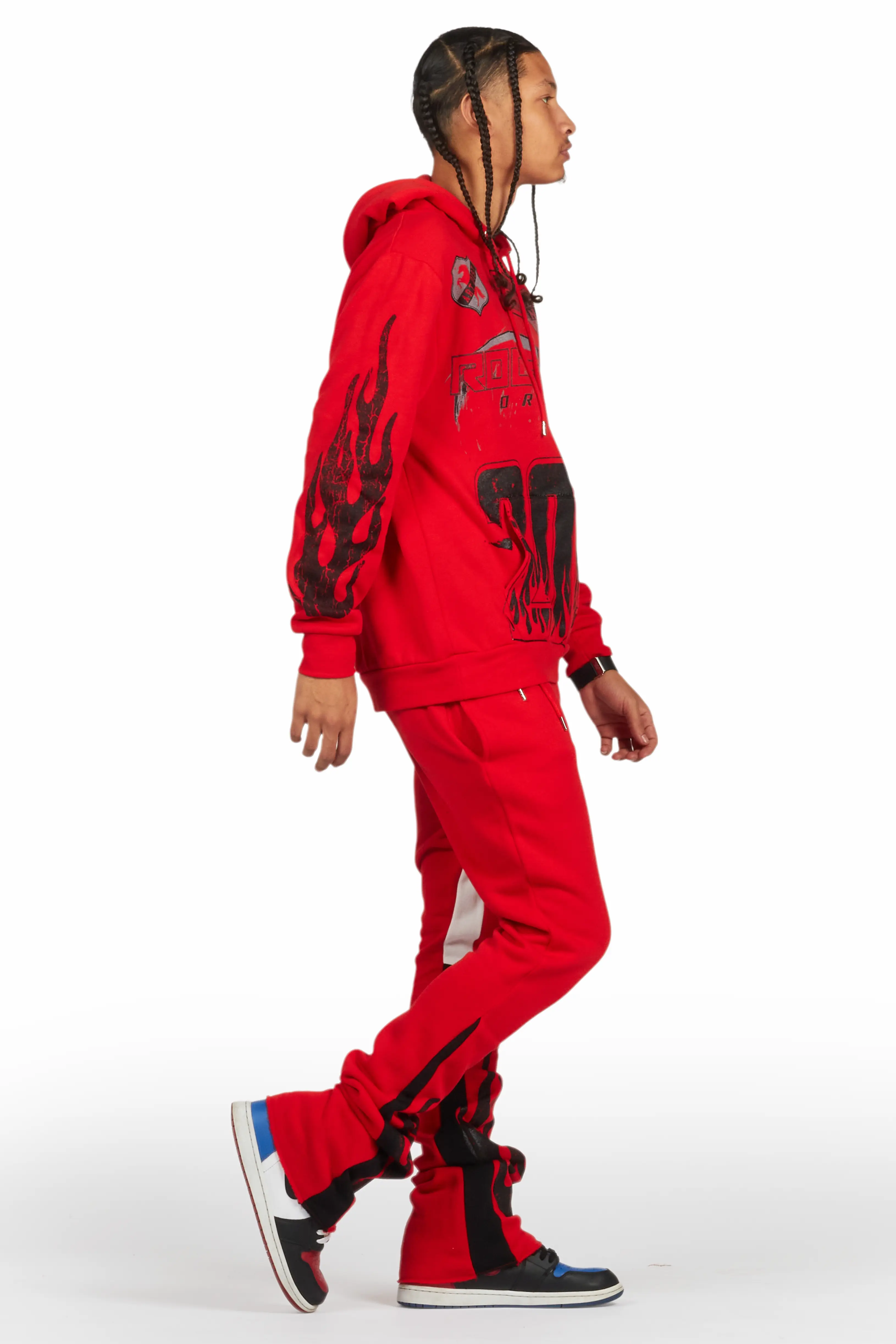 Amos Red Hoodie/Stacked Flare Track Set - Image 3