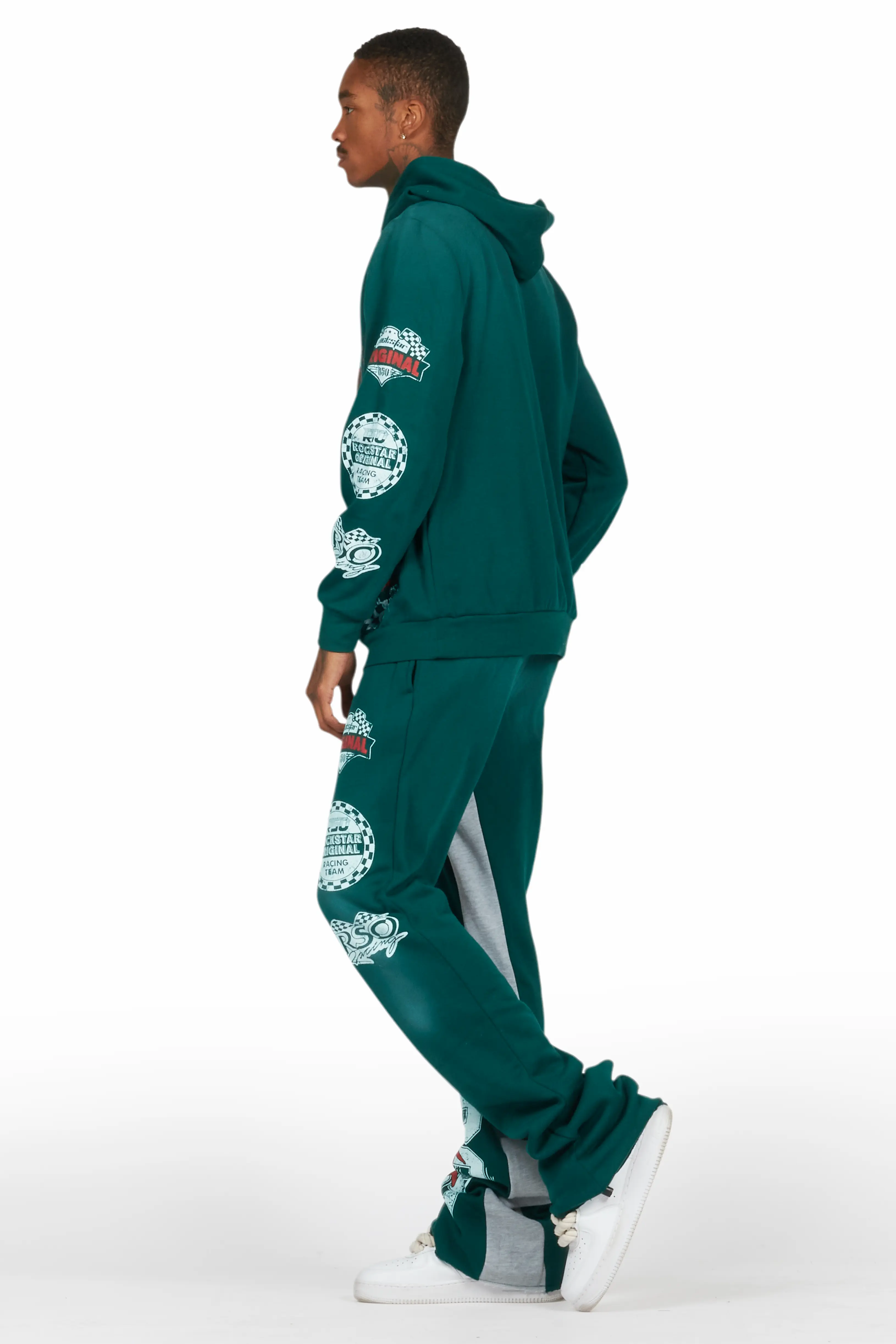 Racing Grung Dark Green Hoodie/Baggy Track Pant Set - Image 5