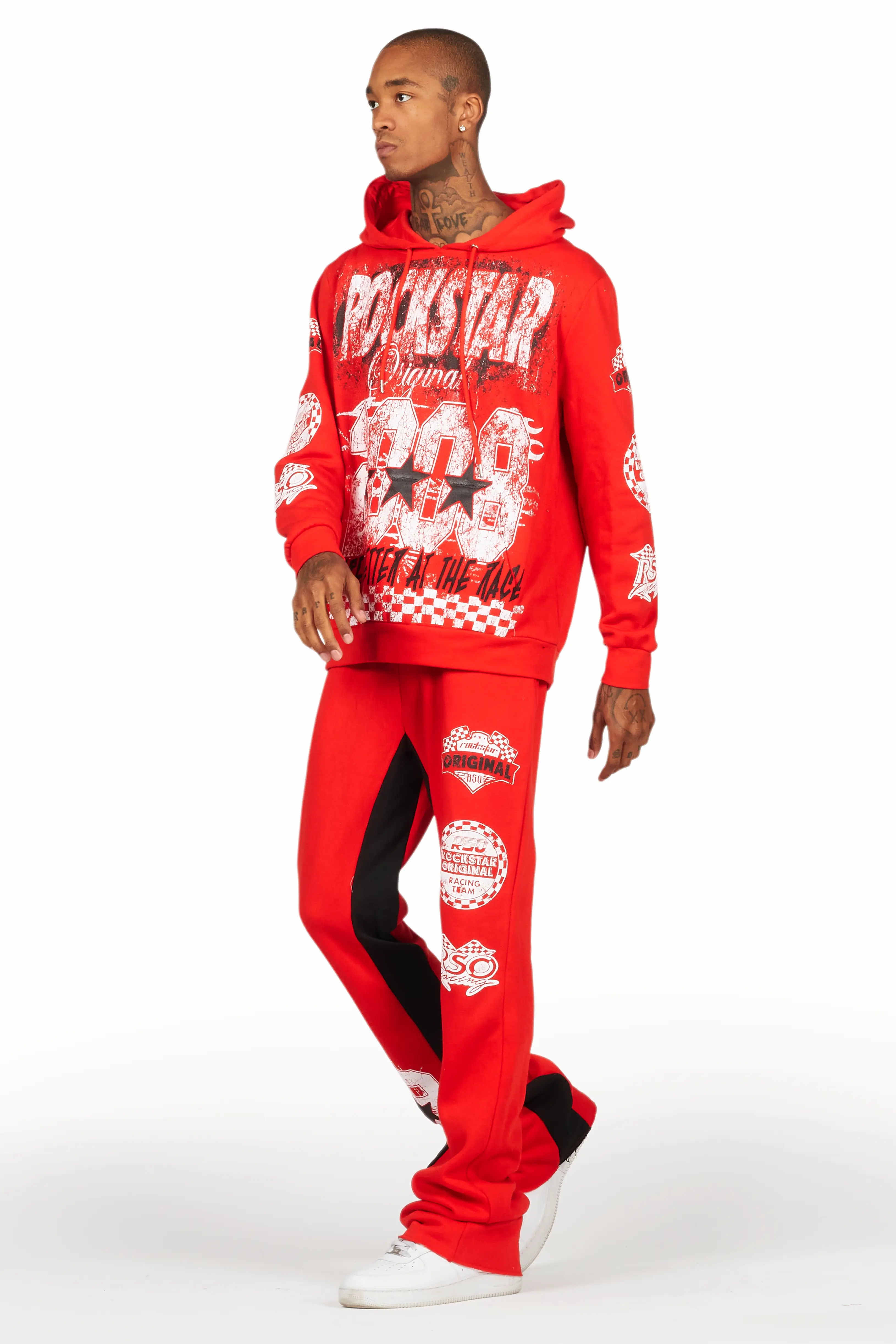 Racing Grung Red Hoodie/Baggy Track Pant Set - Image 5