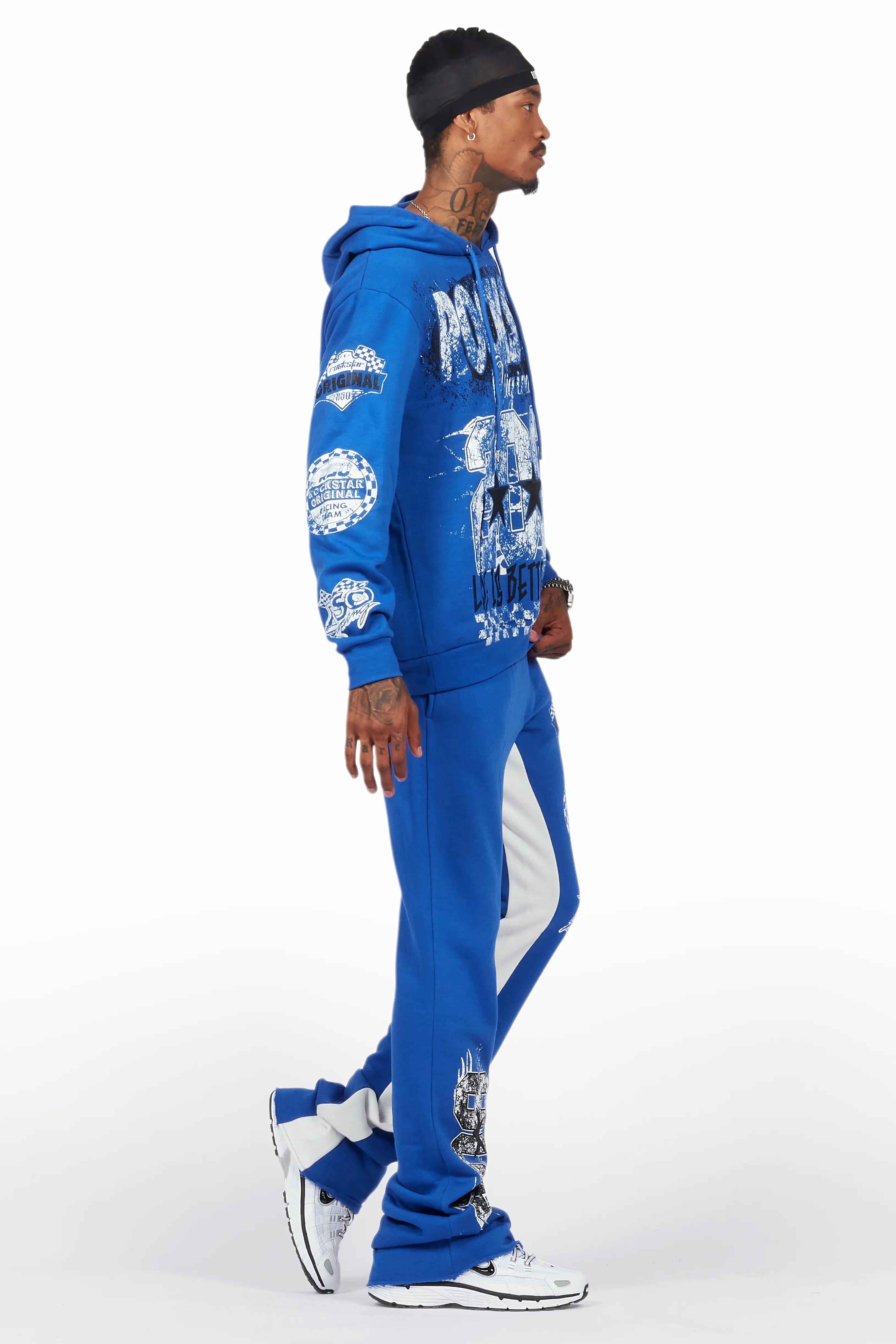 Racing Grung Royal Blue Hoodie/Baggy Track Pant Set - Image 3