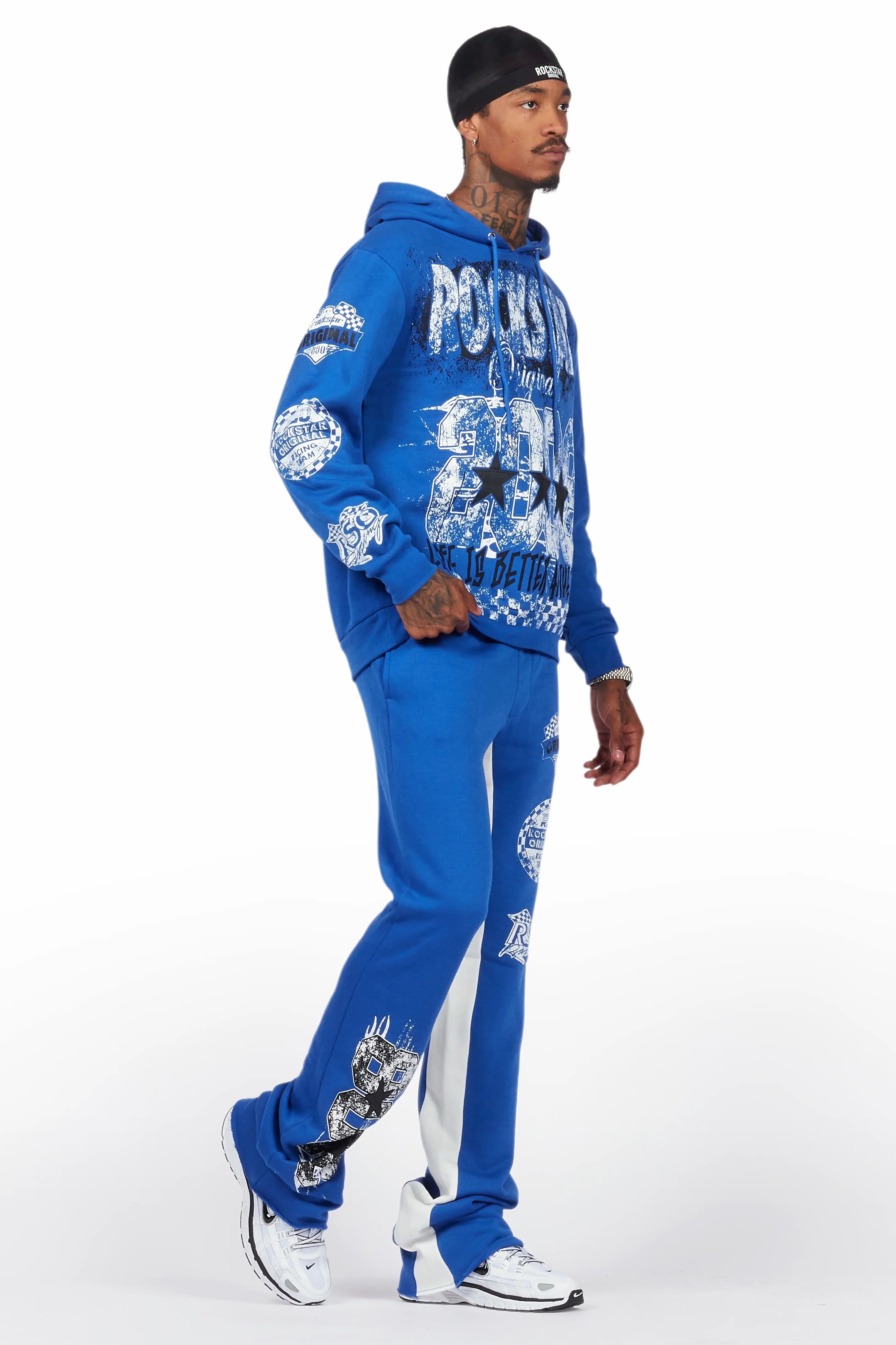 Racing Grung Royal Blue Hoodie/Baggy Track Pant Set - Image 6
