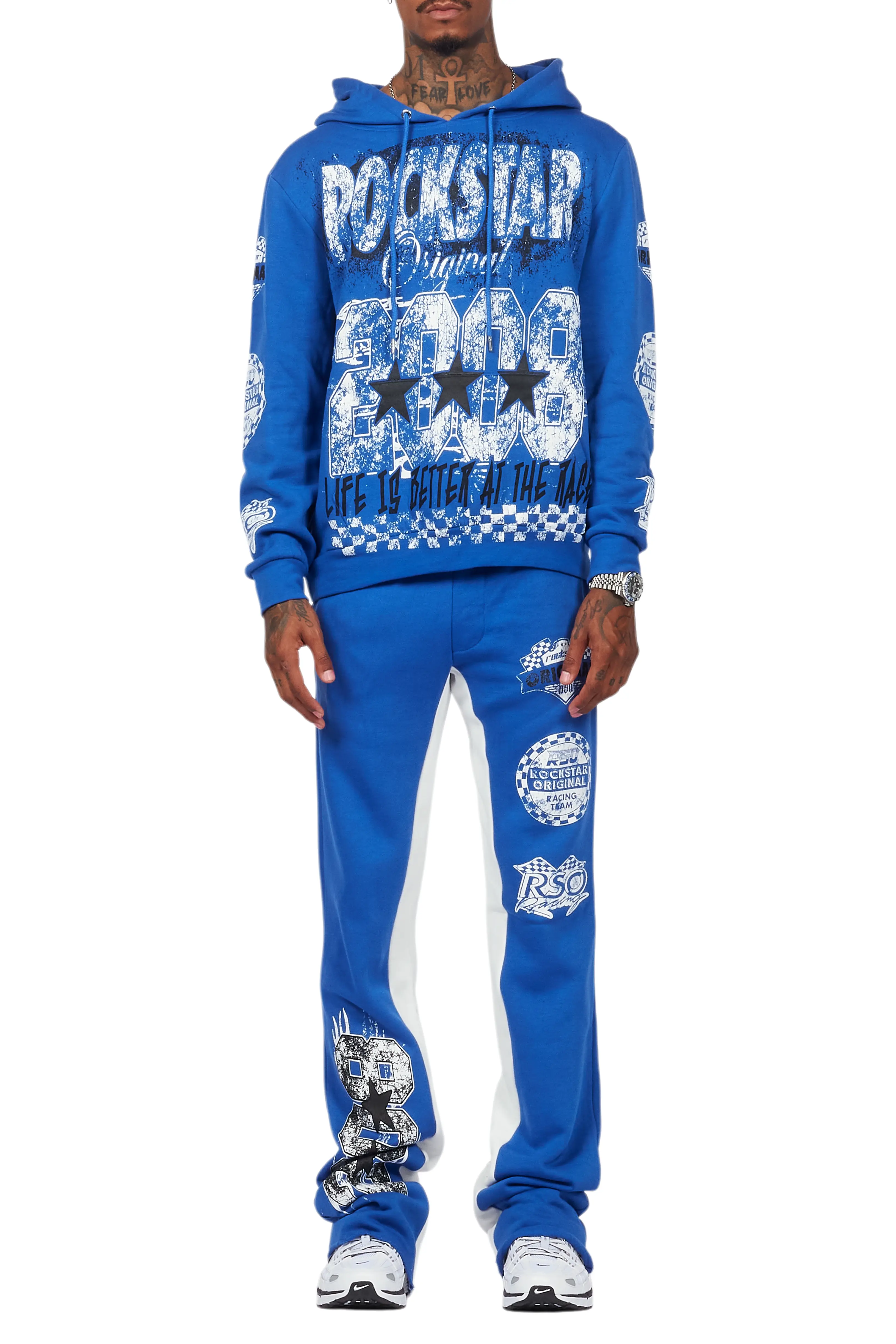 Racing Grung Royal Blue Hoodie/Baggy Track Pant Set - Image 9