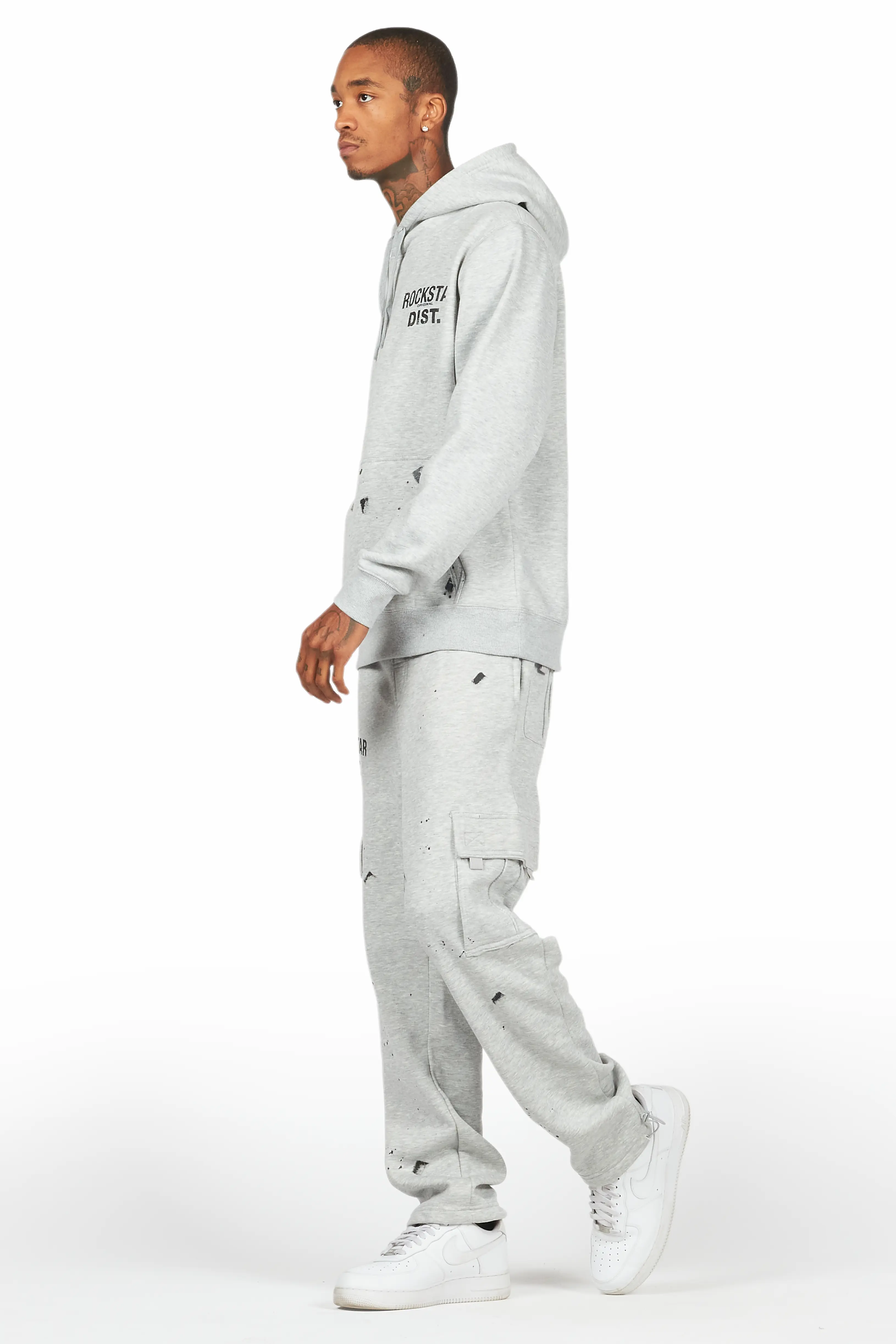 Raffer Heather Grey Hoodie/Cargo Sweat Pant Set - Image 5