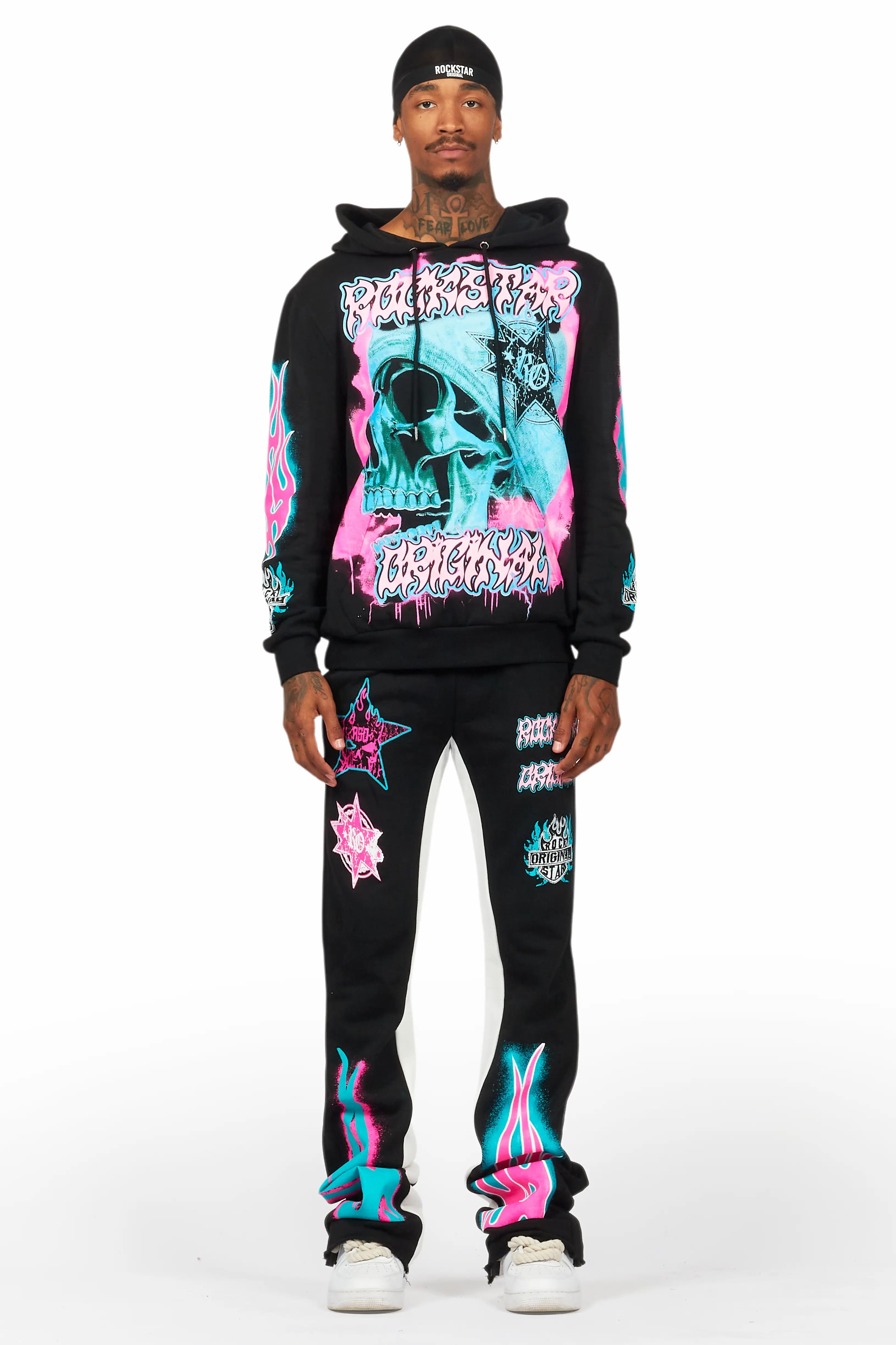 Adkin Black Hoodie/Baggy Track Pant Set - Image 2