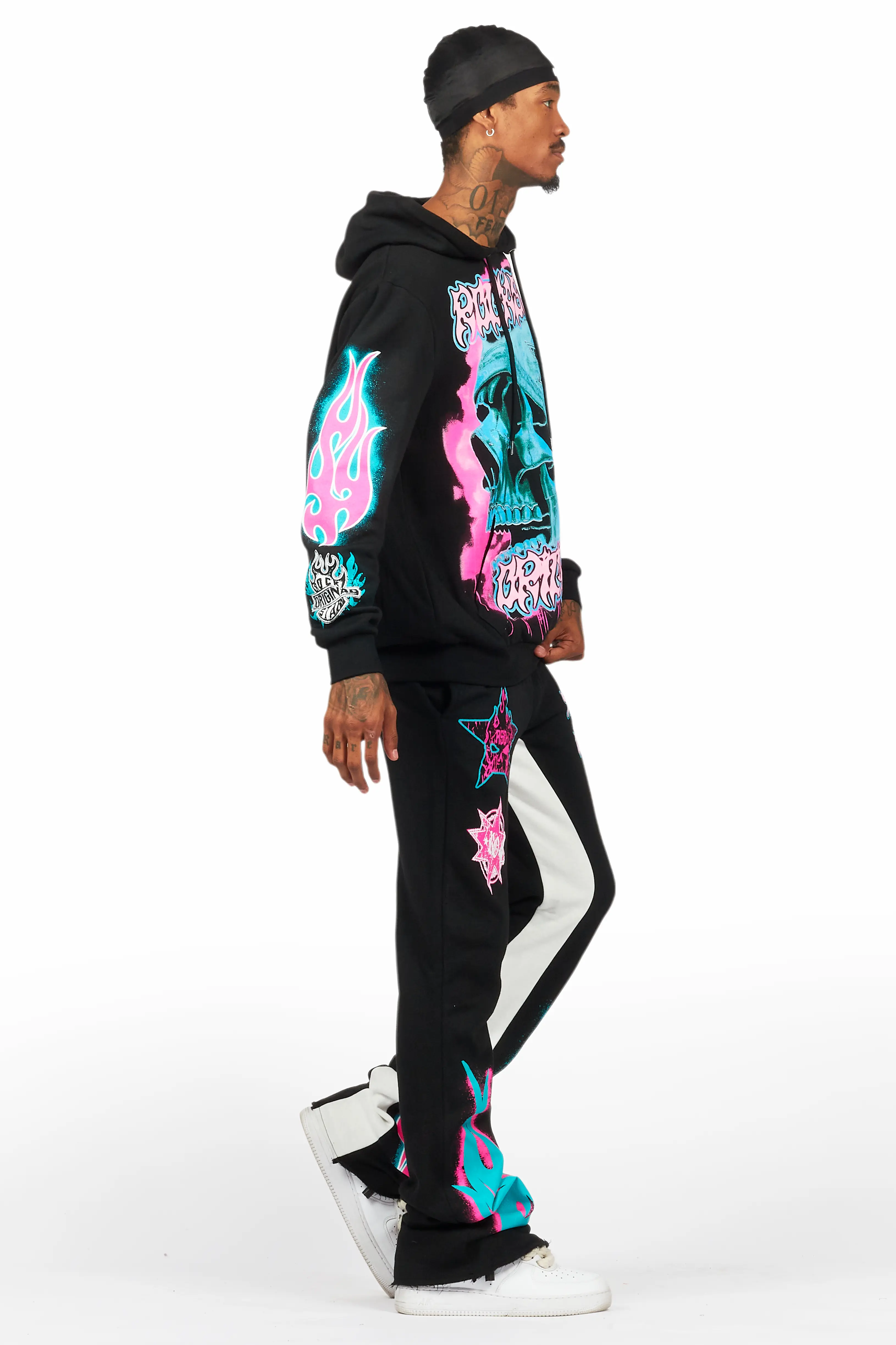 Adkin Black Hoodie/Baggy Track Pant Set - Image 3