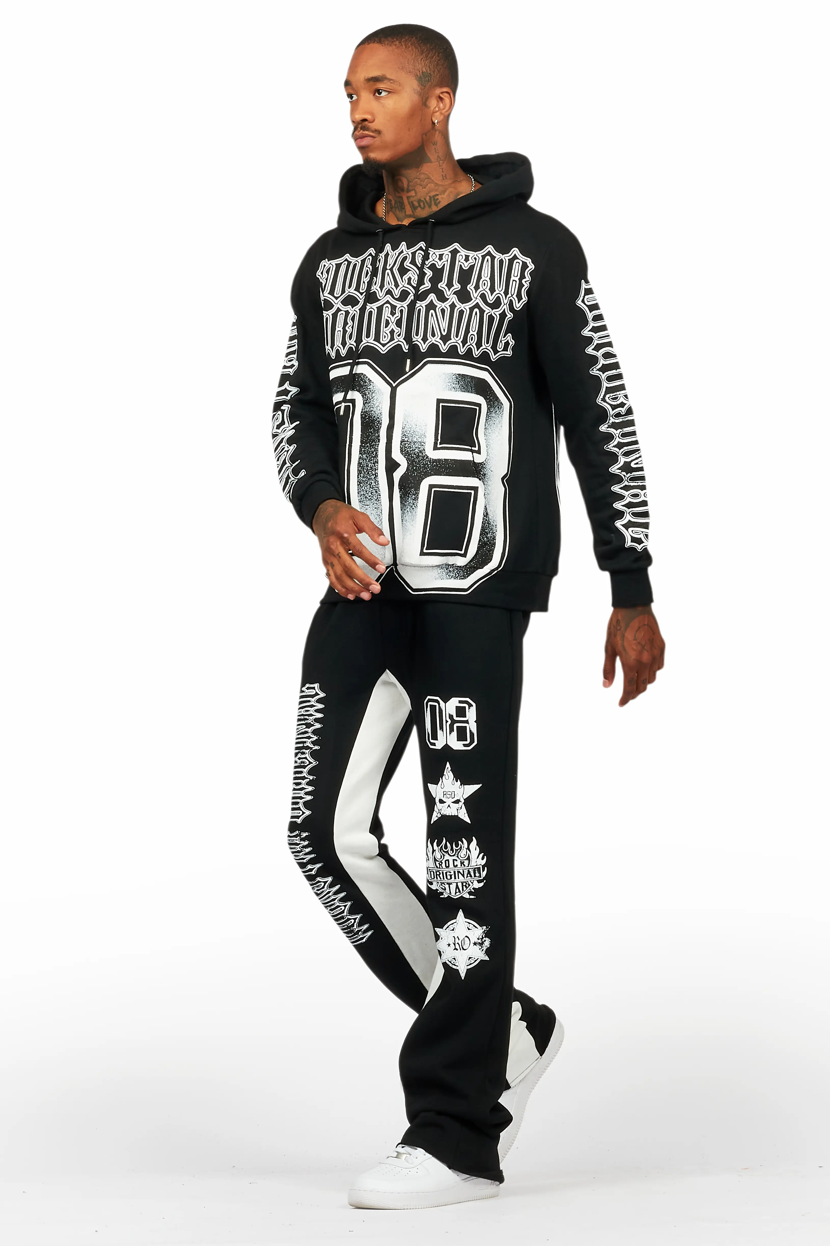 Alim Black/White Hoodie/Baggy Track Pant Set - Image 5
