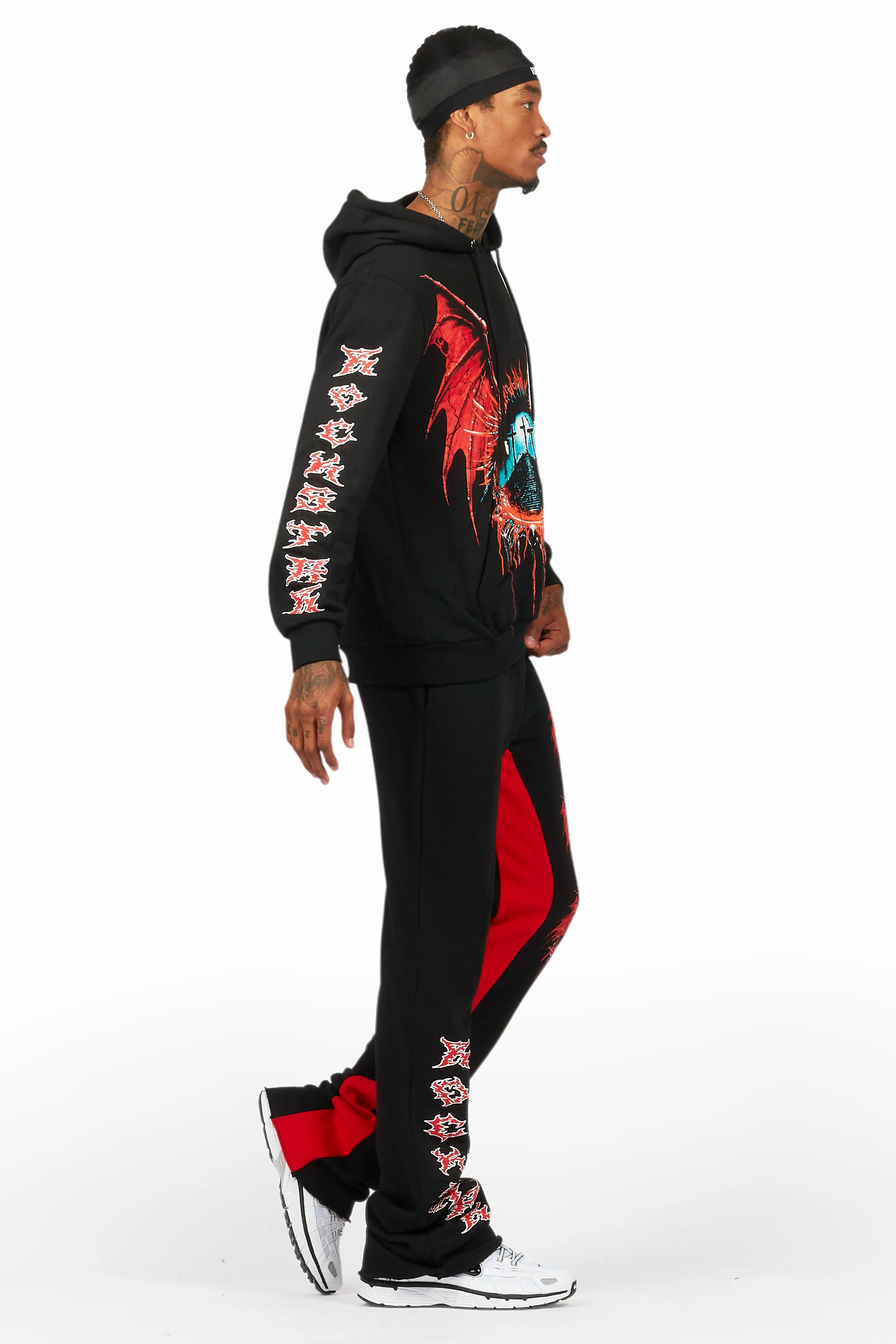 Darden Black/Red Hoodie/Baggy Track Pant Set - Image 3