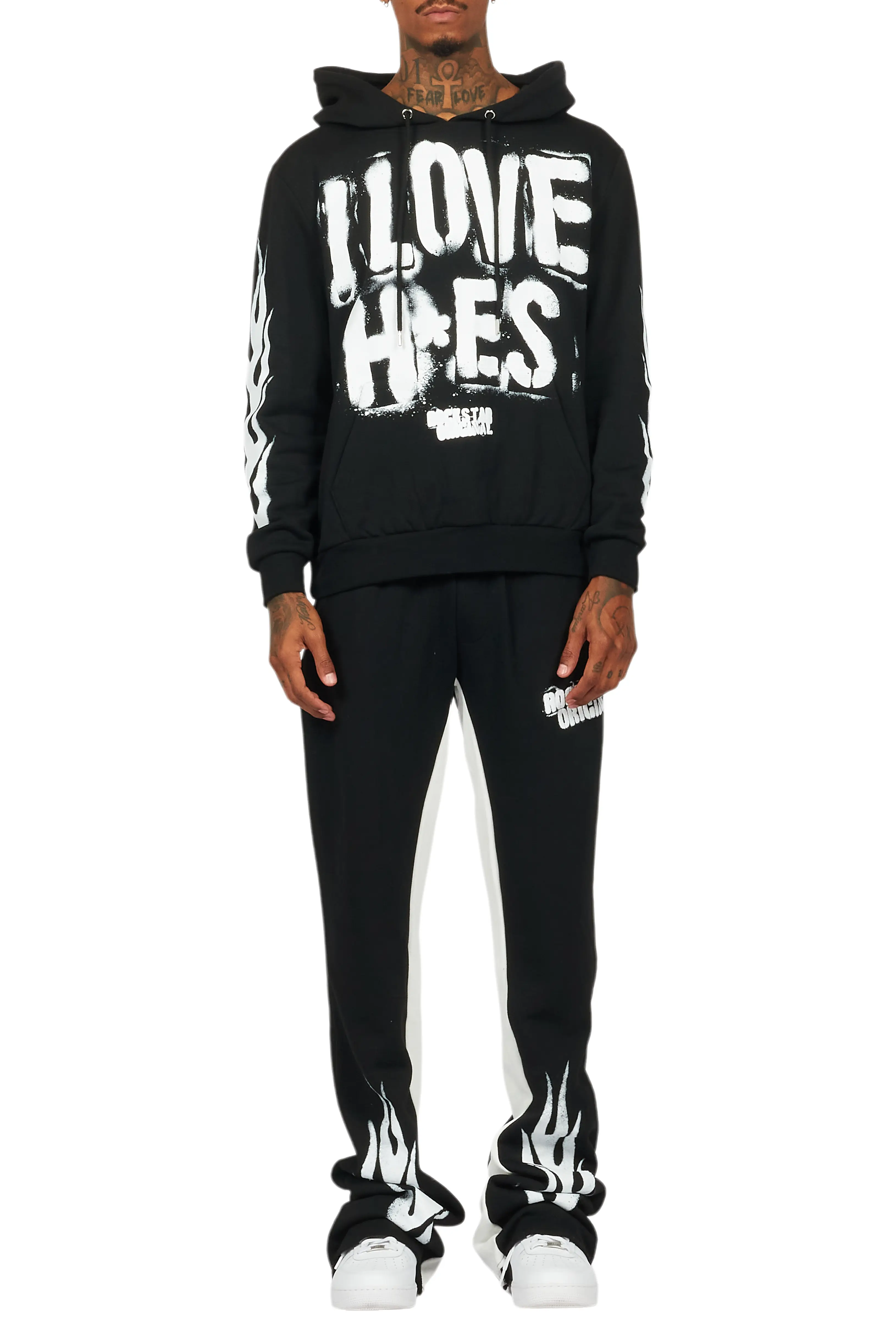 Banyan Black/White Hoodie/Baggy Fit Pant Set - Image 9