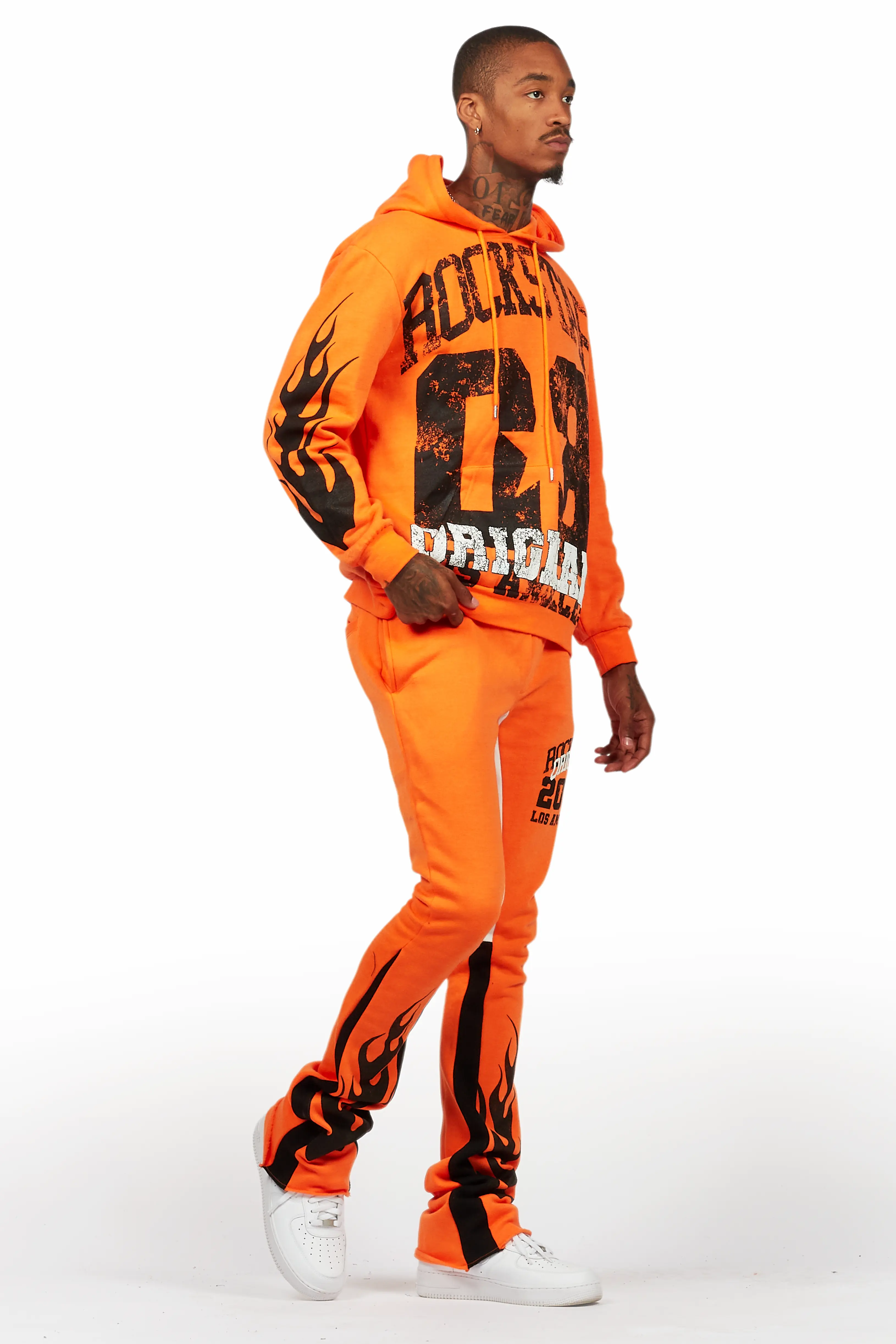 Damir Orange Hoodie/Stacked Flare Track Pant Set - Image 6