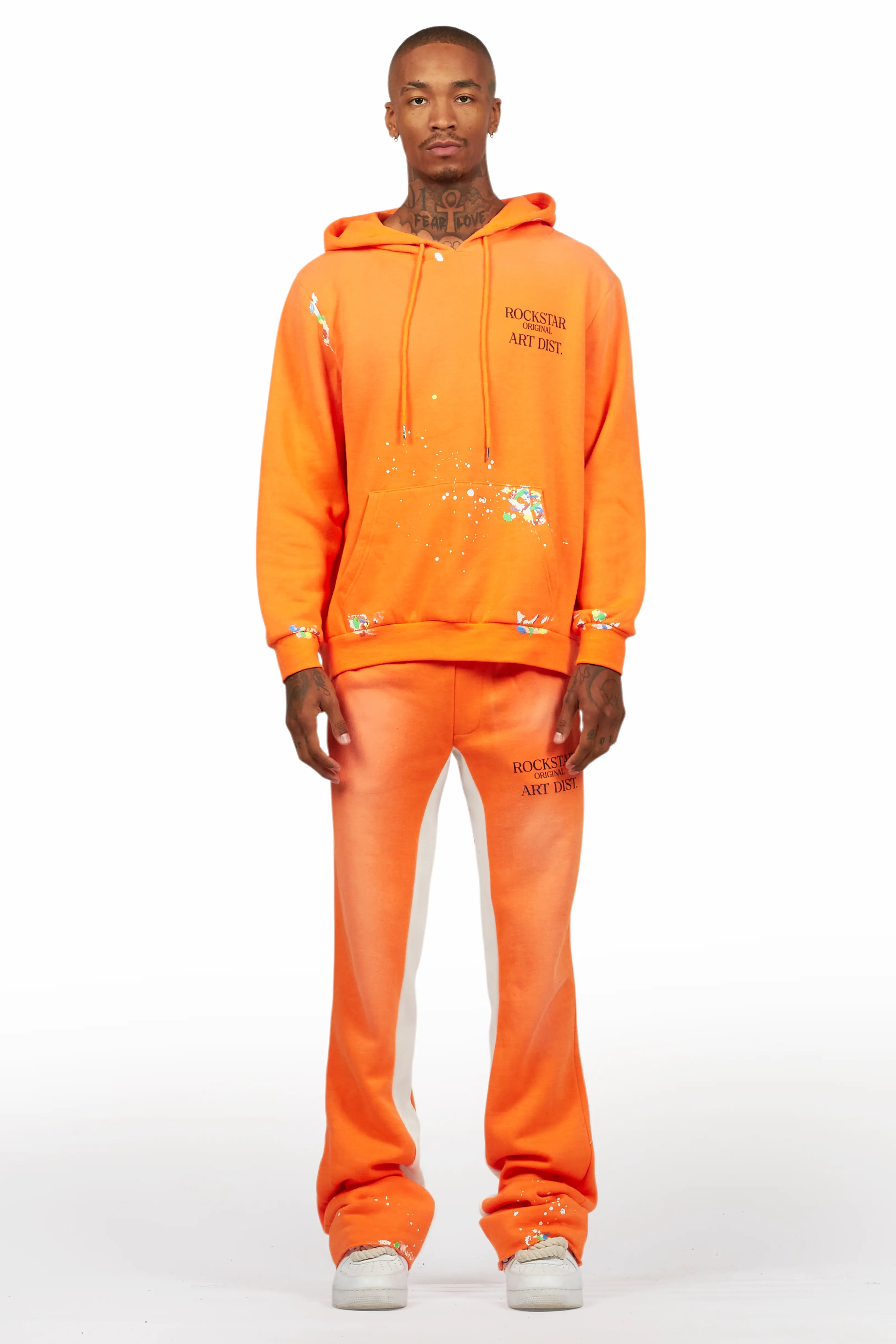 Rockstar Art Dist. Orange Hoodie/Baggy Track Pant Set - Image 2