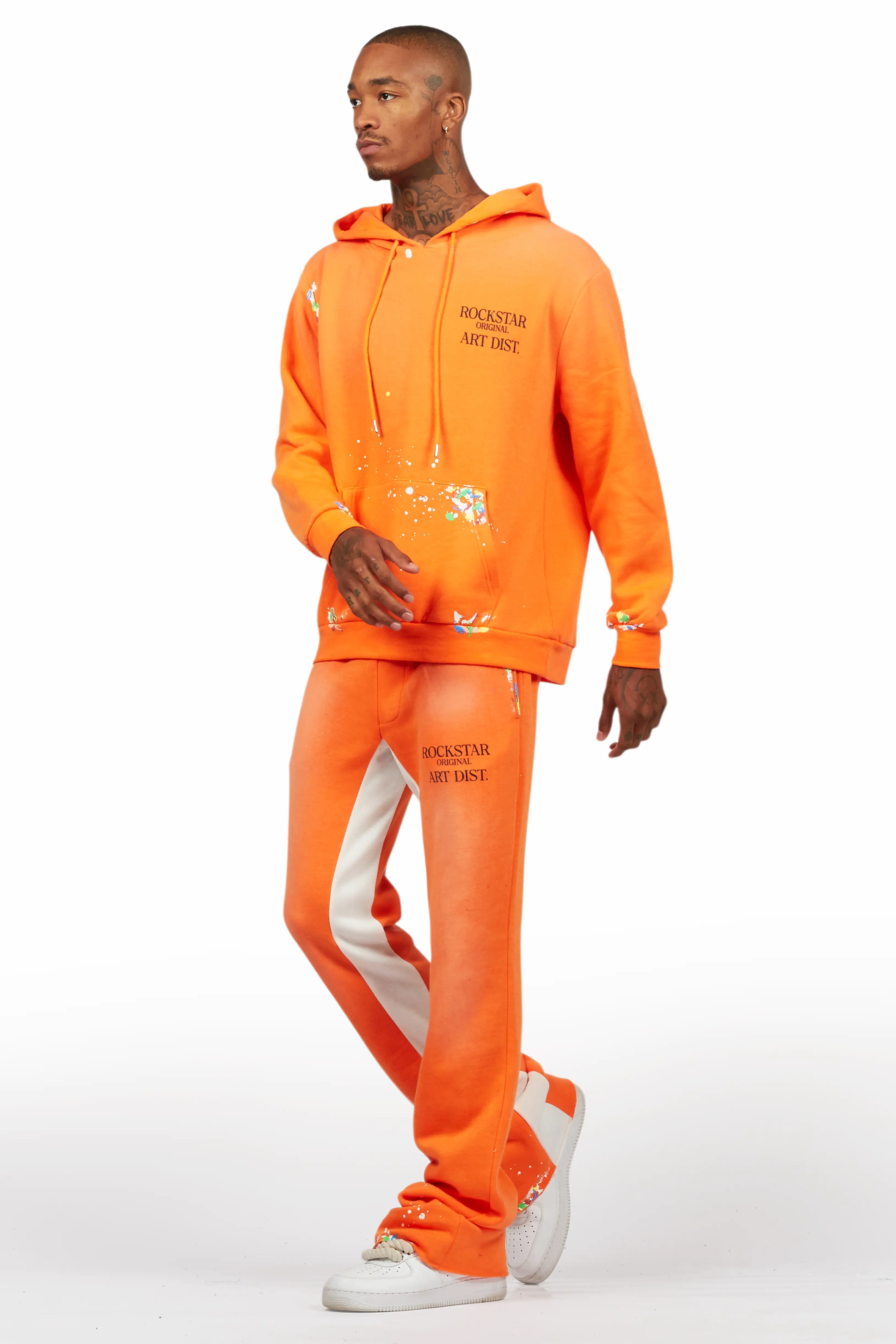Rockstar Art Dist. Orange Hoodie/Baggy Track Pant Set - Image 5