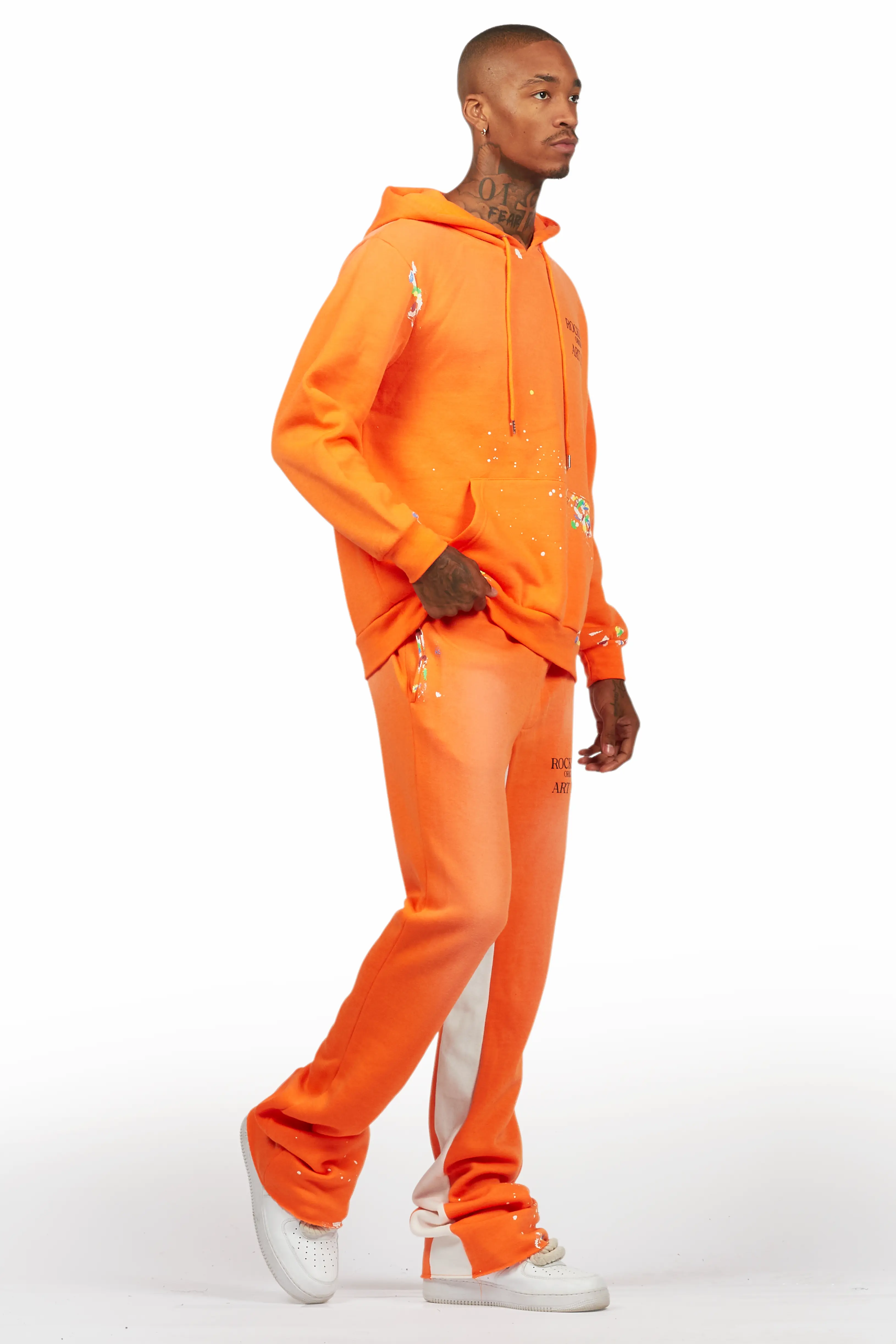 Rockstar Art Dist. Orange Hoodie/Baggy Track Pant Set - Image 6