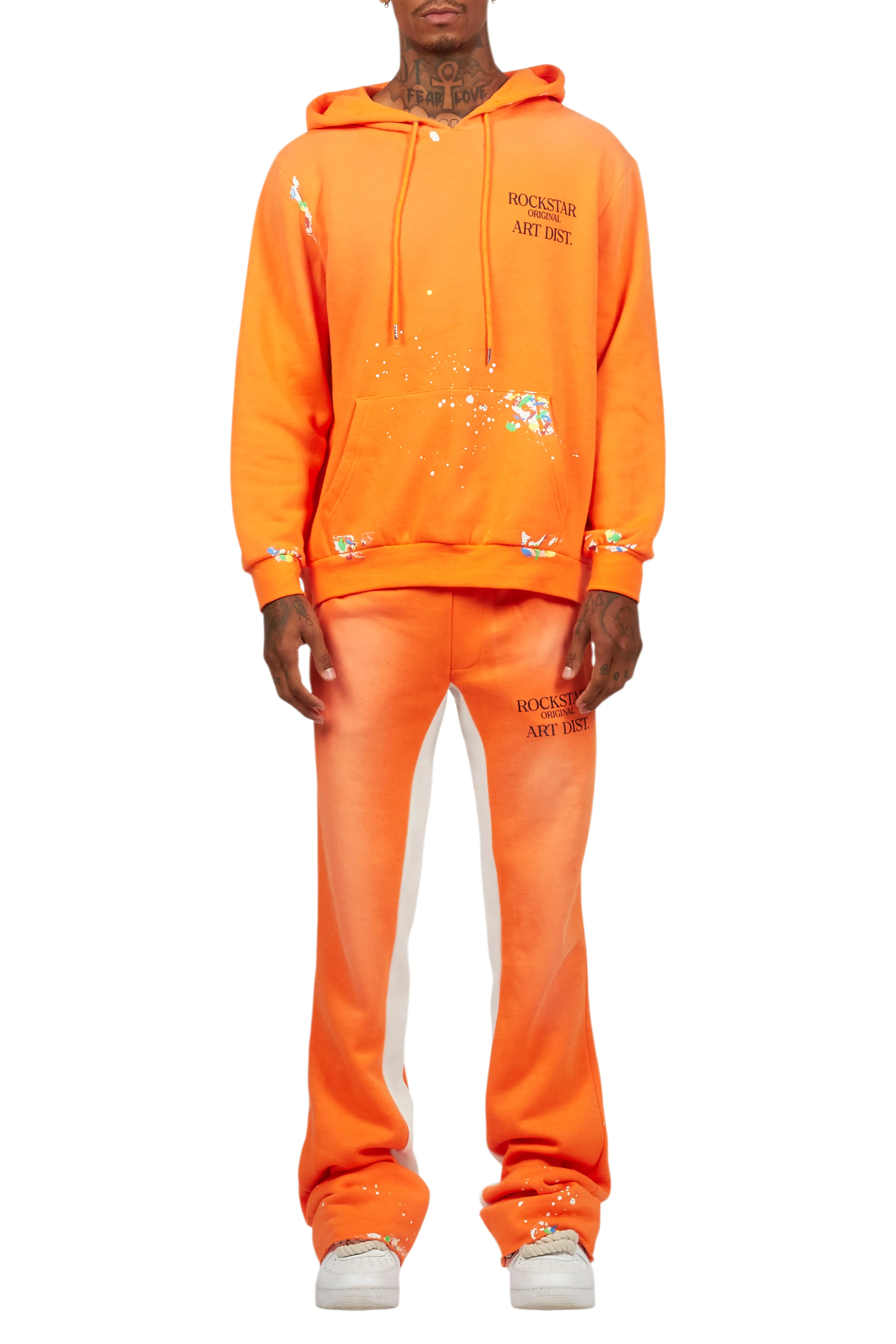 Rockstar Art Dist. Orange Hoodie/Baggy Track Pant Set - Image 9