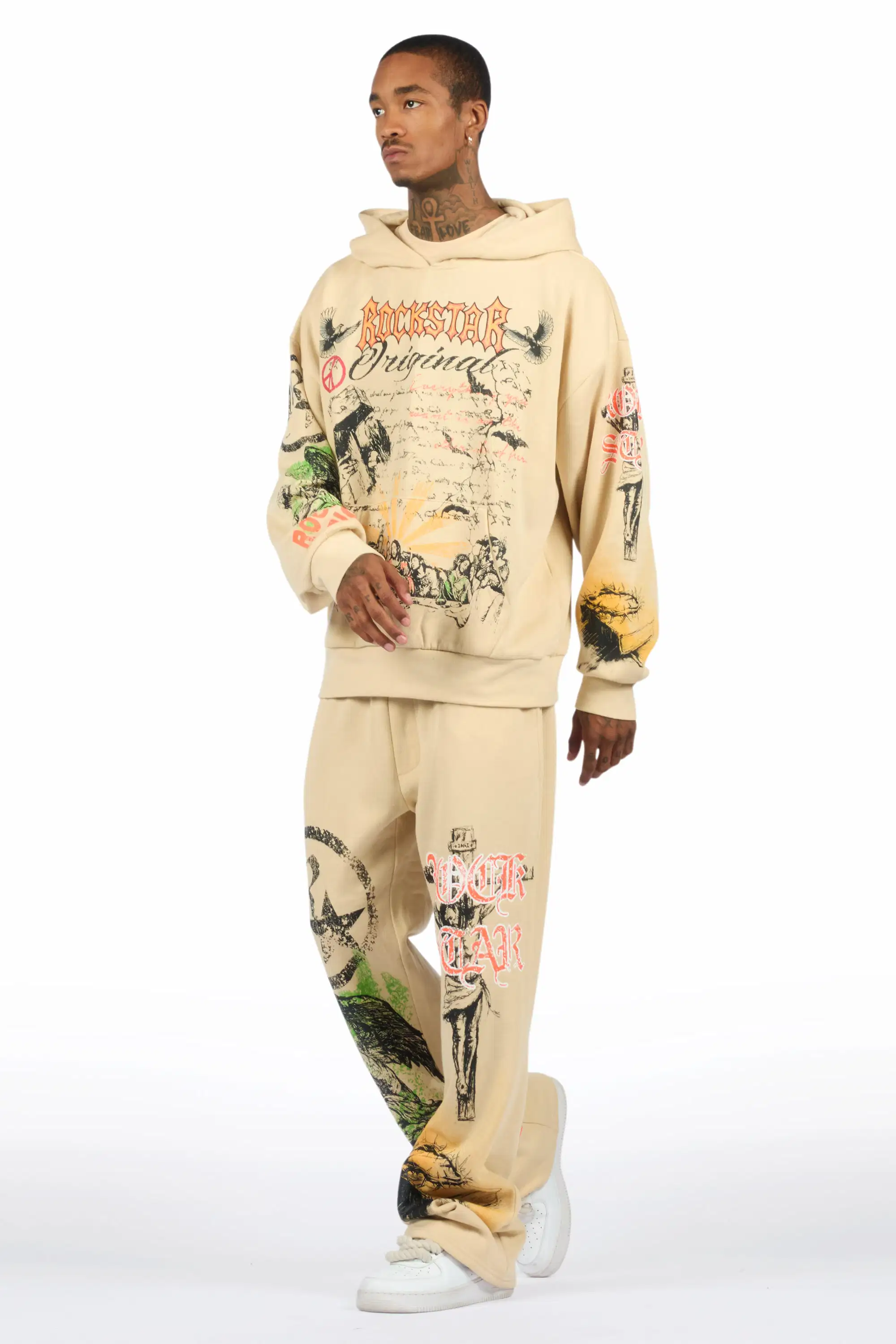 Suppersketch Beige Hoodie/Baggy Pant Track Set - Image 6