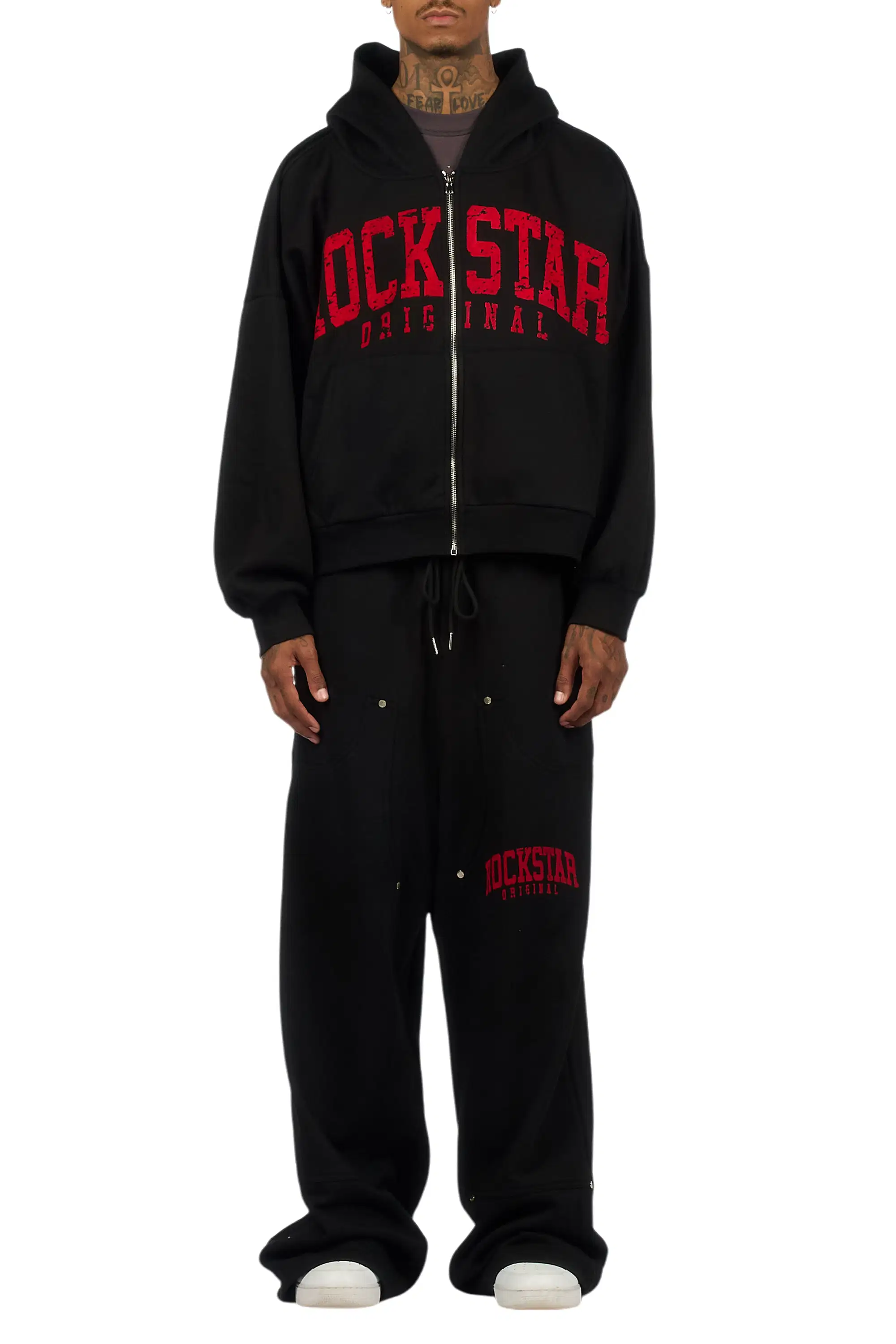 Warrior Black Hoodie Baggy Fit Pant Track Set - Image 9