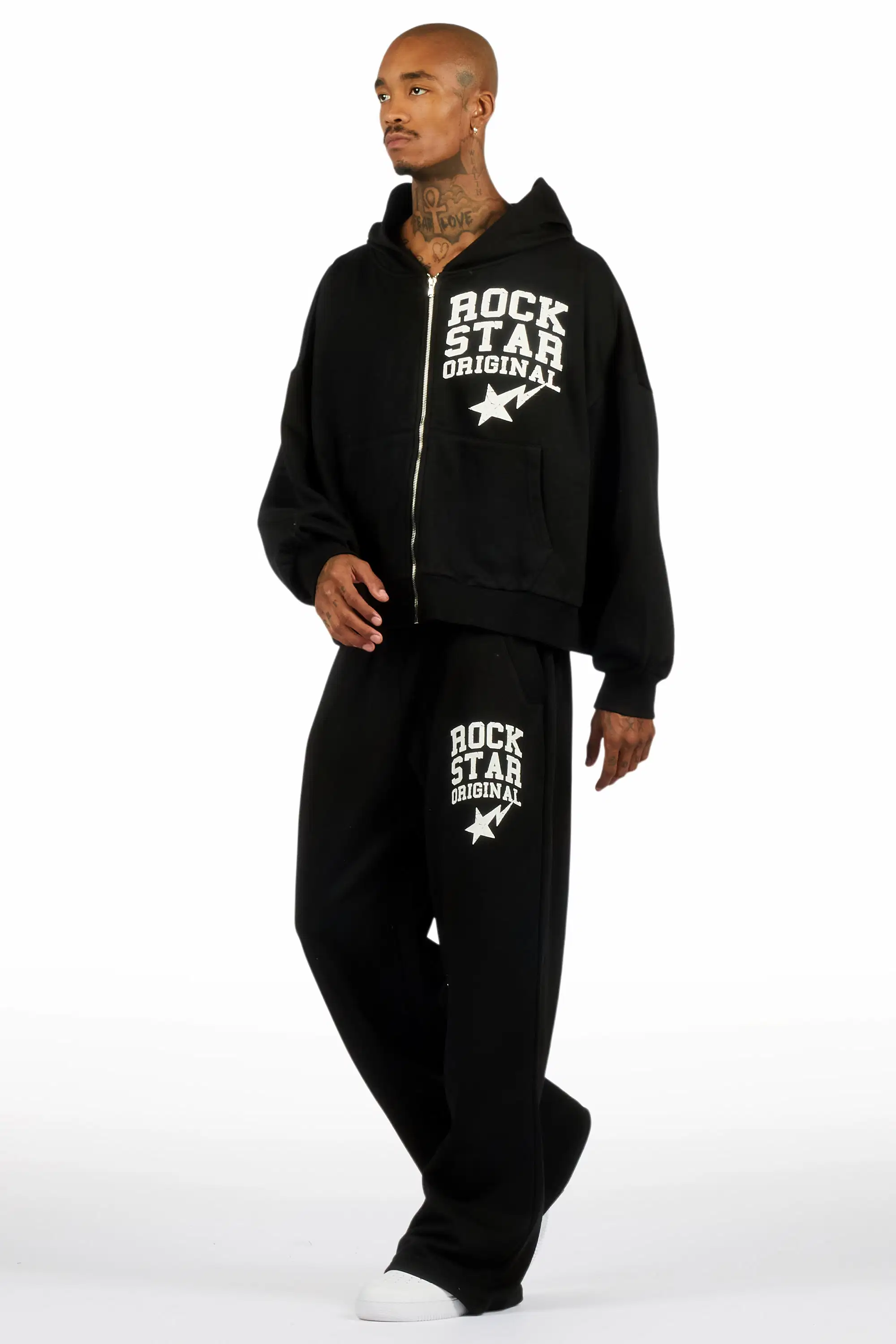 Staple Black Hoodie Baggy Fit Pant Track Set - Image 5