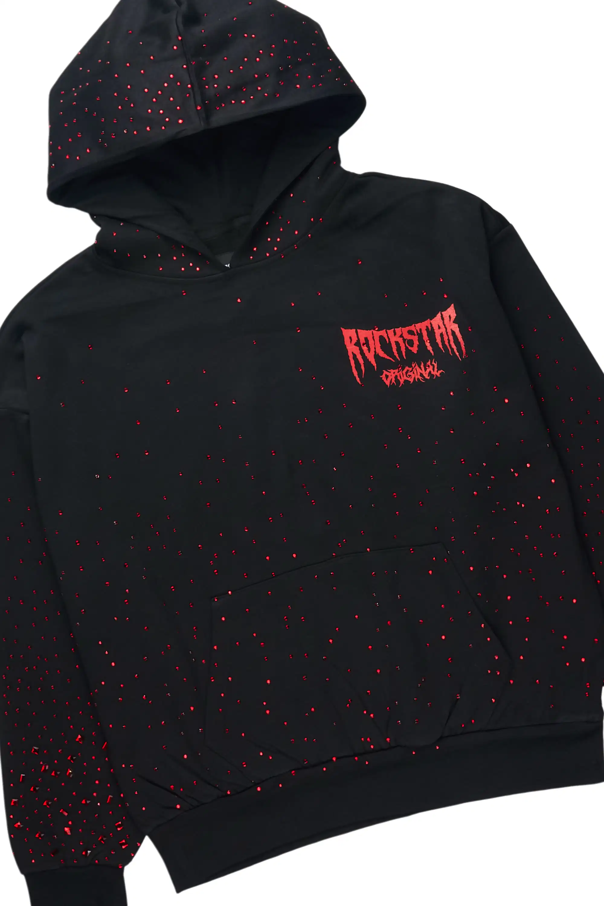 Twinkle Black/Red Rhinestone Hoodie Relaxed Track Set - Image 7