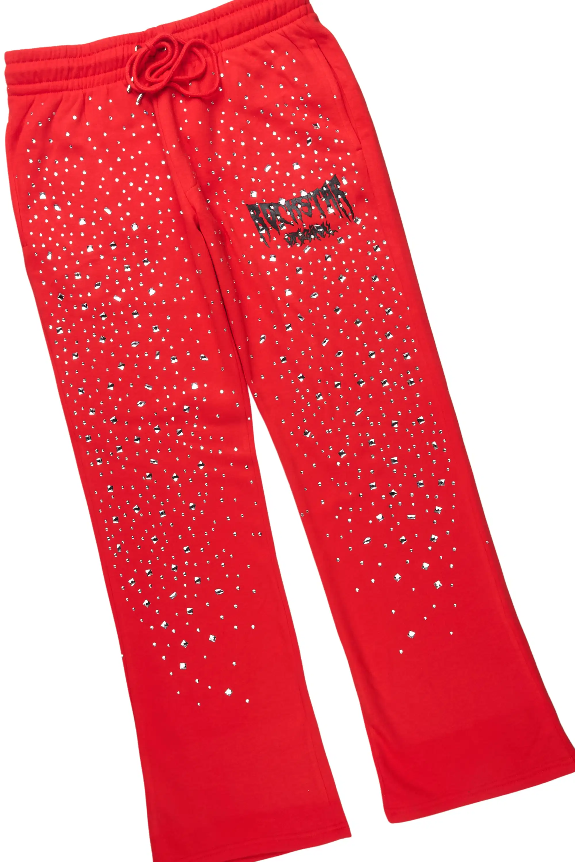 Twinkle Red/Clear Rhinestone Hoodie Relaxed Track Set - Image 8