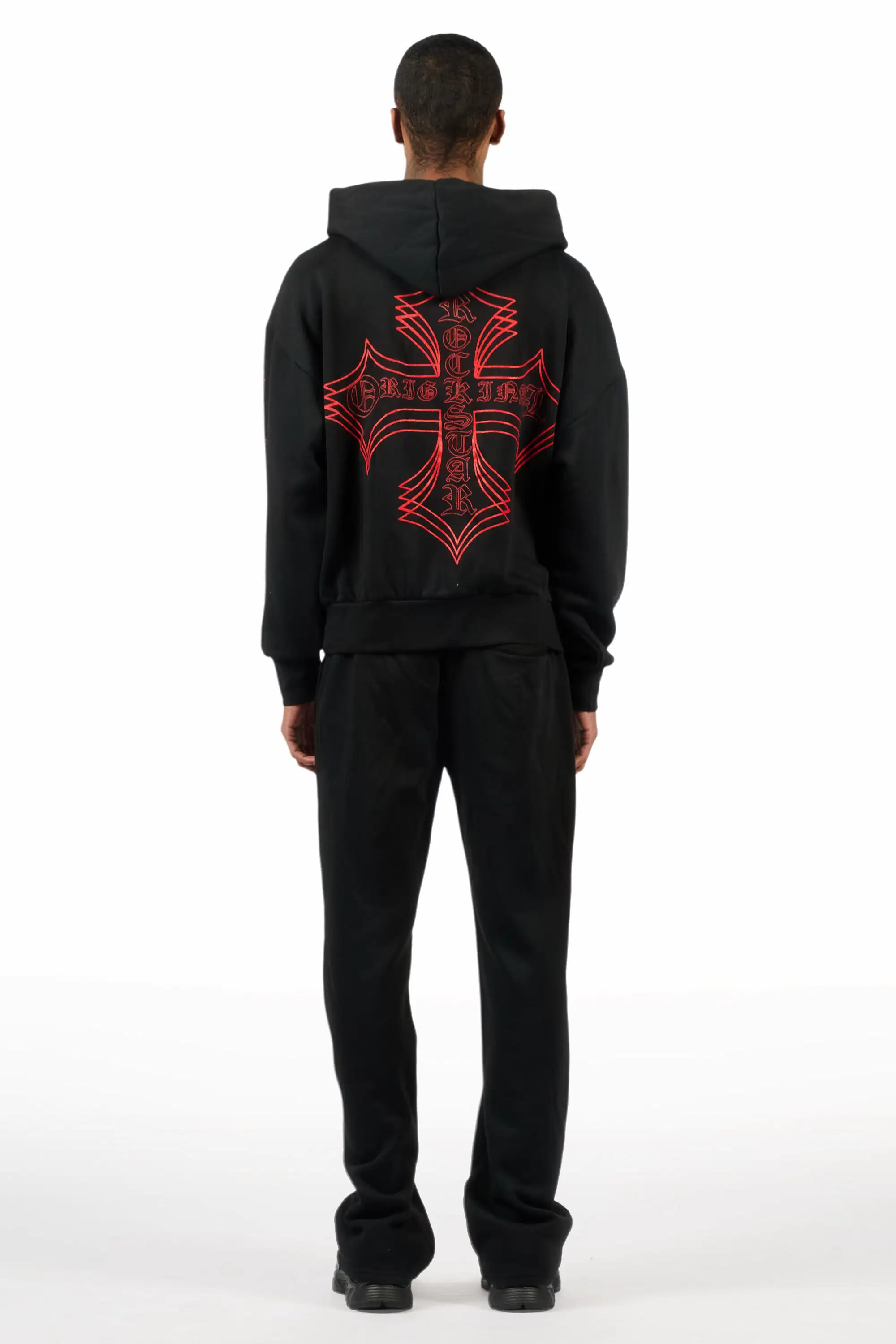 Sargo Black/Red Hoodie Relaxed Track Set - Image 3