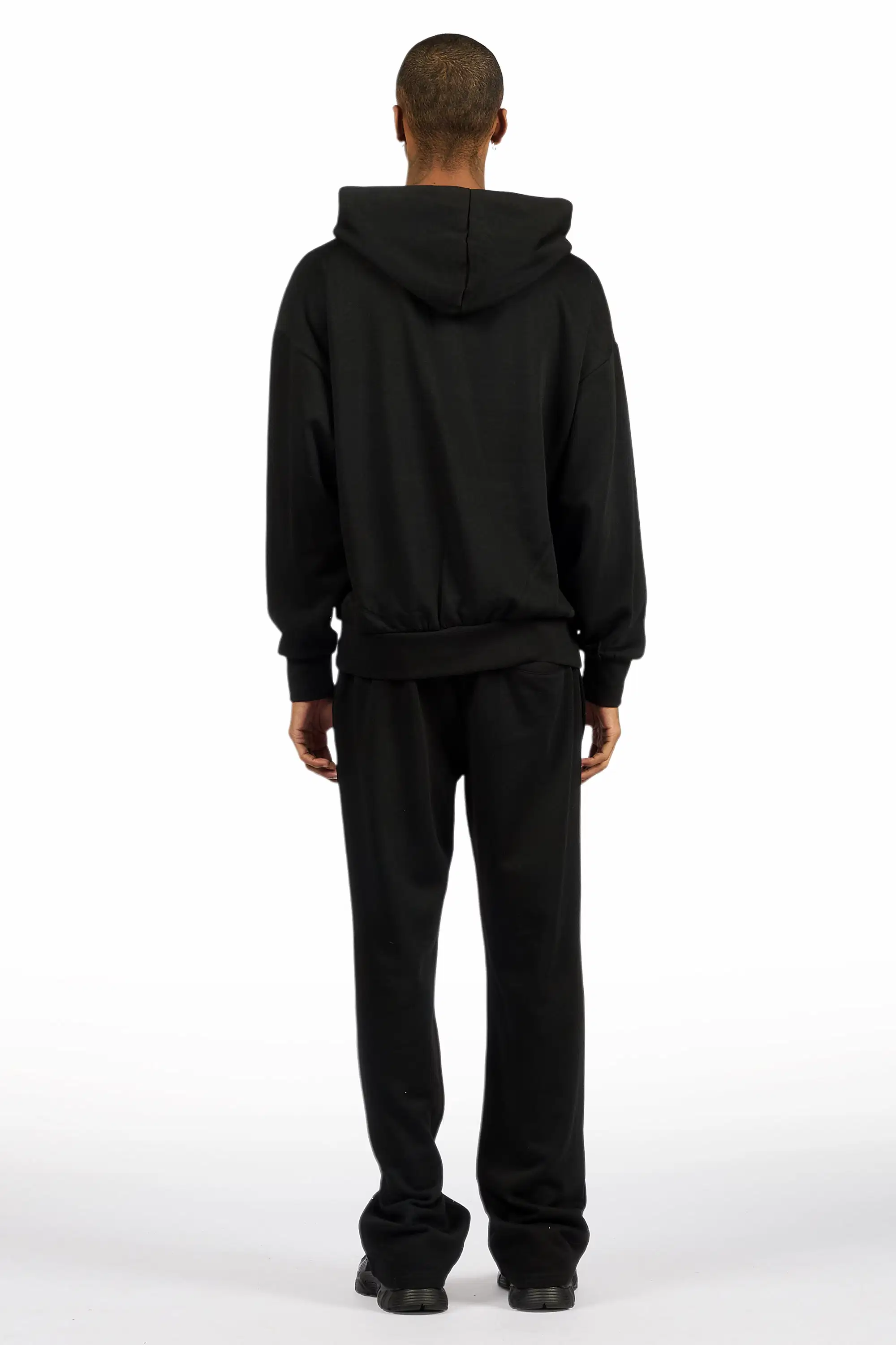 Seren Black/White Rhinestone Hoodie Relaxed Track Set - Image 5