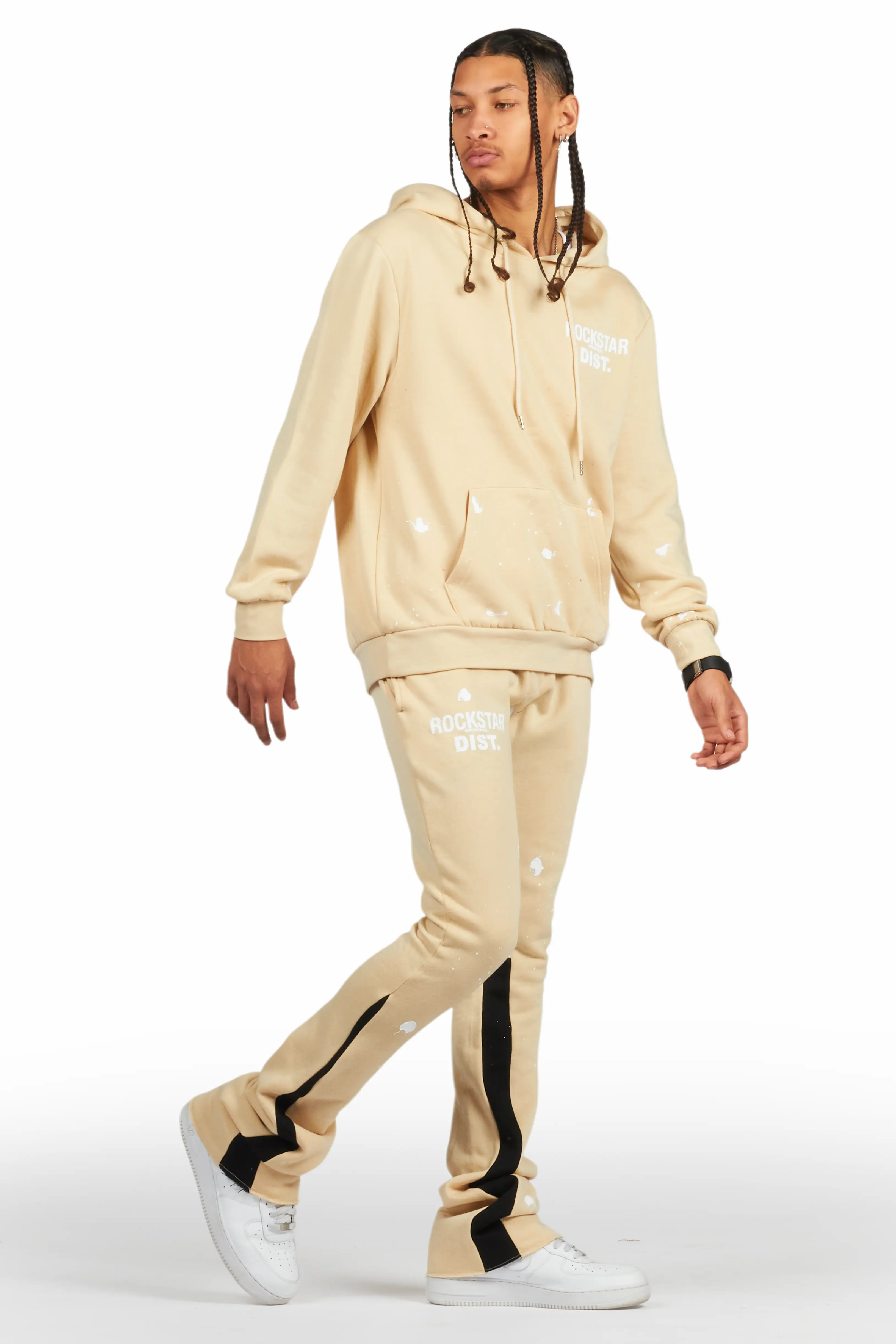 Raffer Beige Hoodie/Stacked Flare Pant Set - Image 6