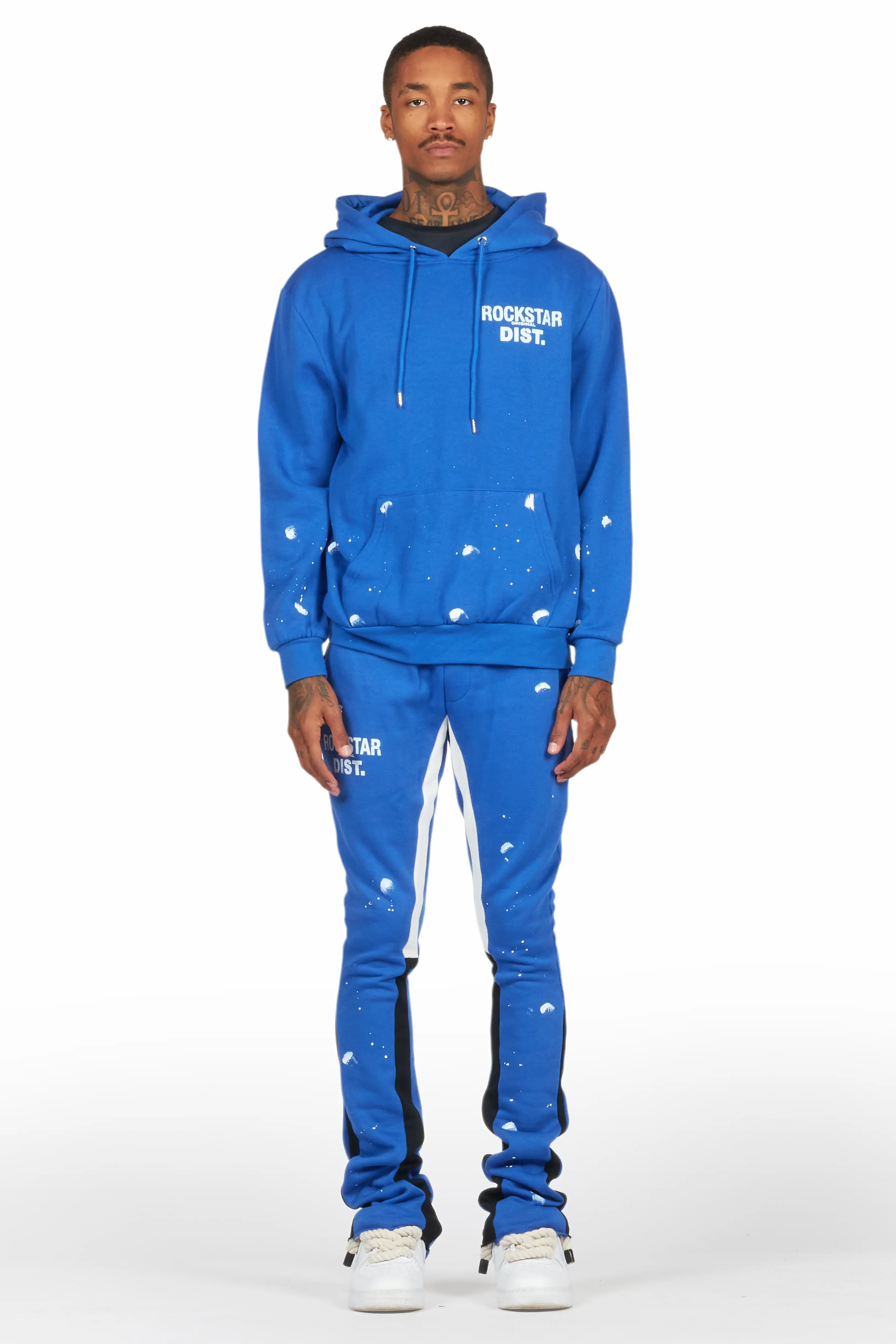 Raffer Royal Blue Hoodie/Stacked Flare Pant Set - Image 2