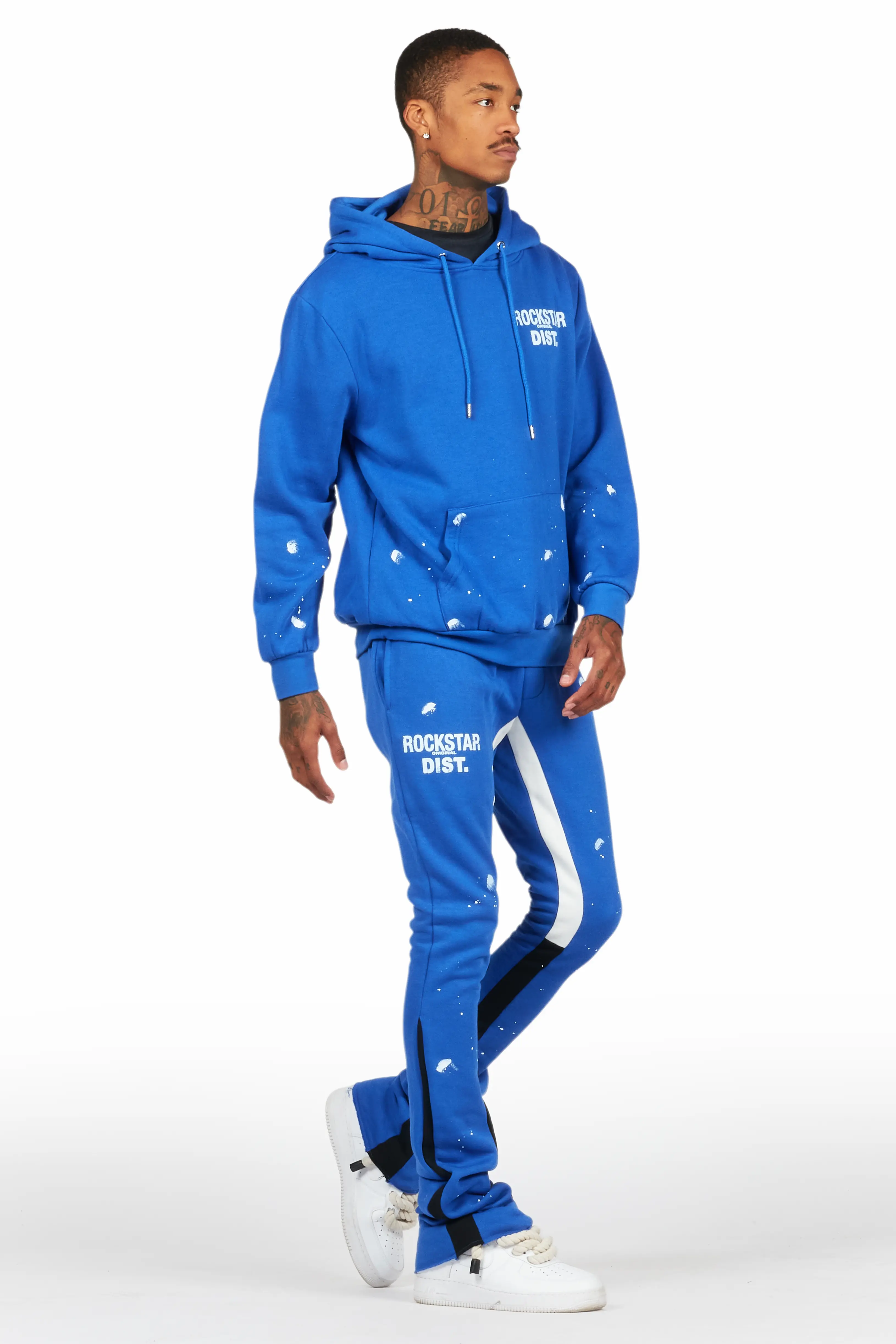 Raffer Royal Blue Hoodie/Stacked Flare Pant Set - Image 7