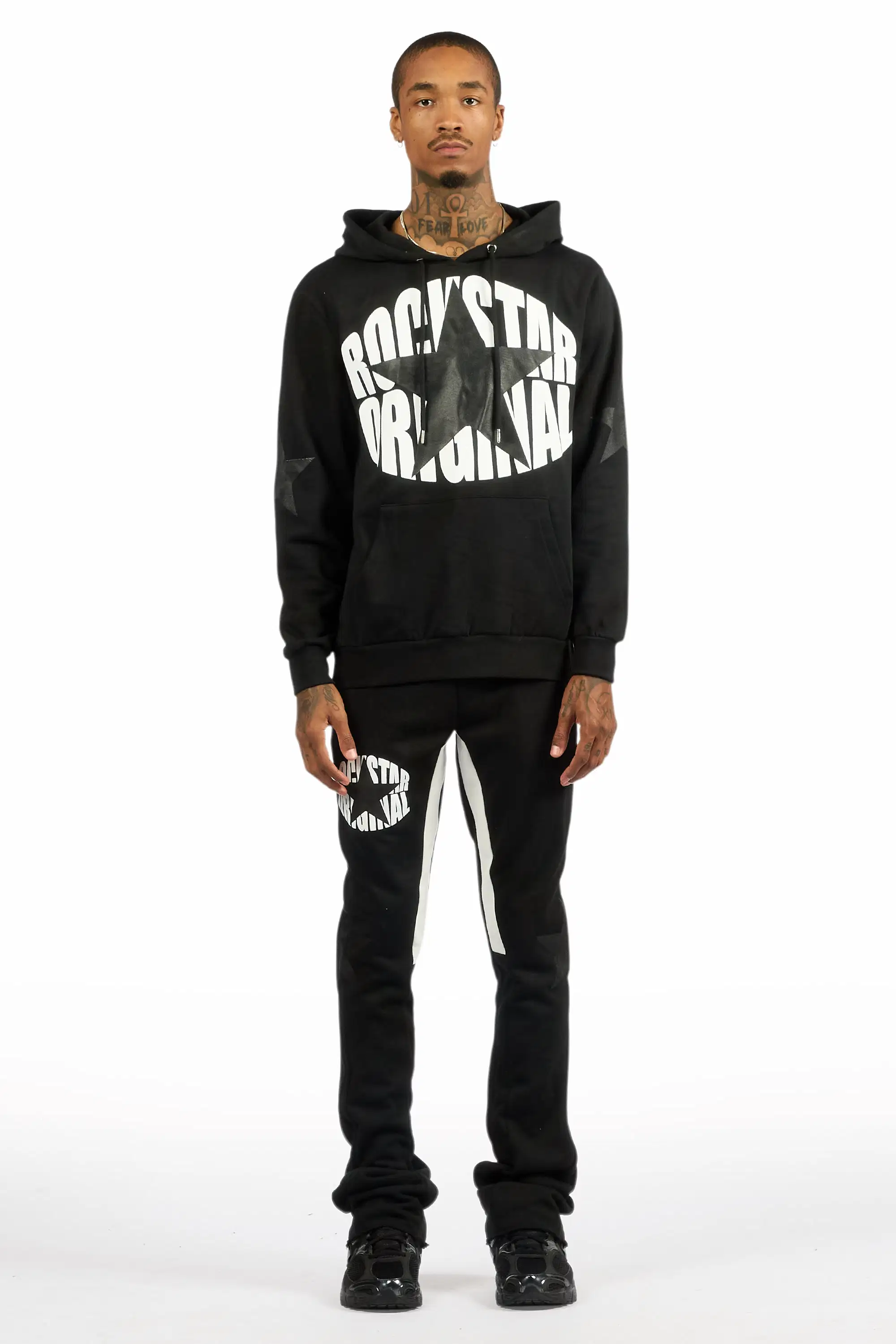 States Black/Black Hoodie Stacked Flare Track Set - Image 2