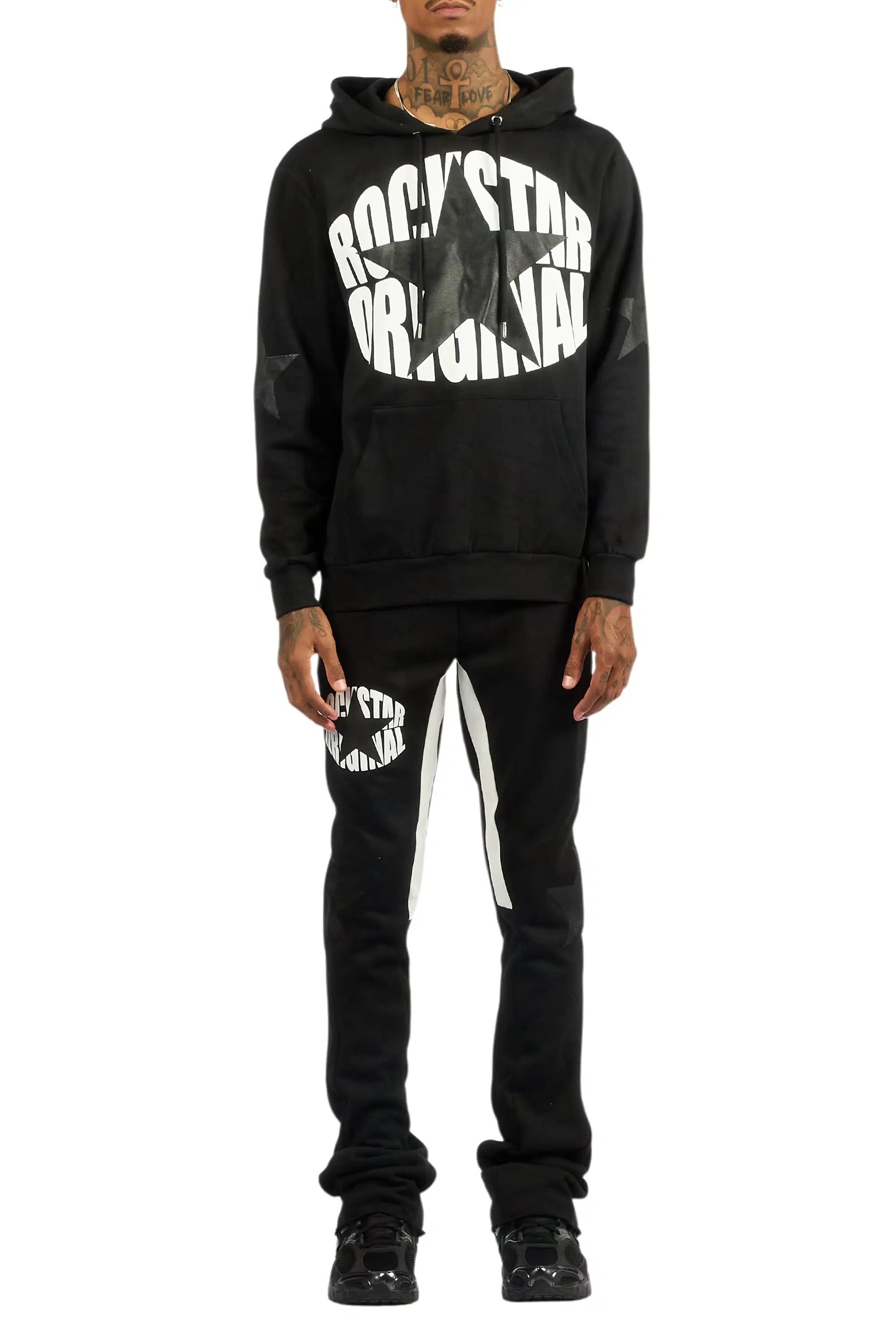 States Black/Black Hoodie Stacked Flare Track Set - Image 9