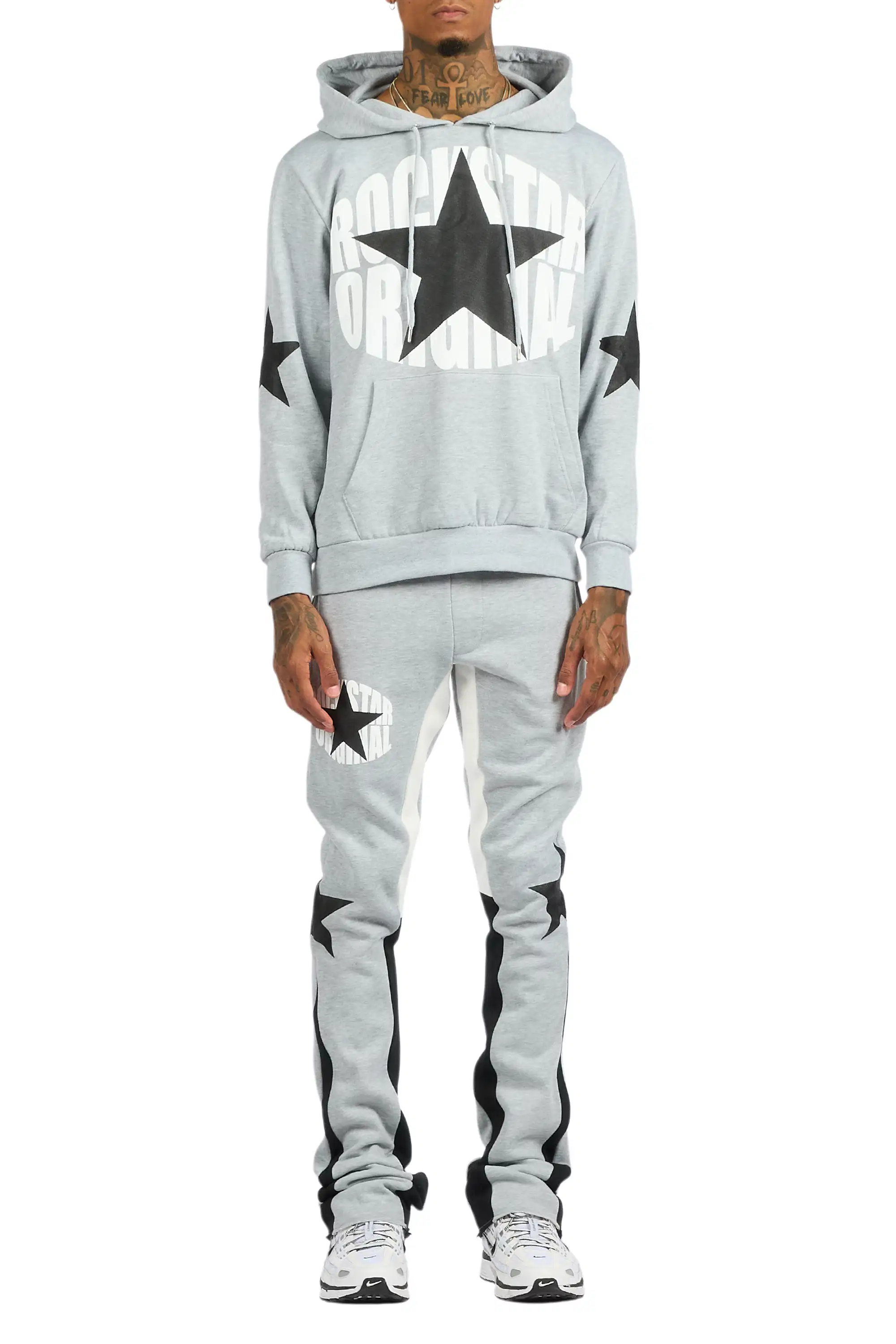 States Heather Grey/Black Hoodie Stacked Flare Track Set - Image 9