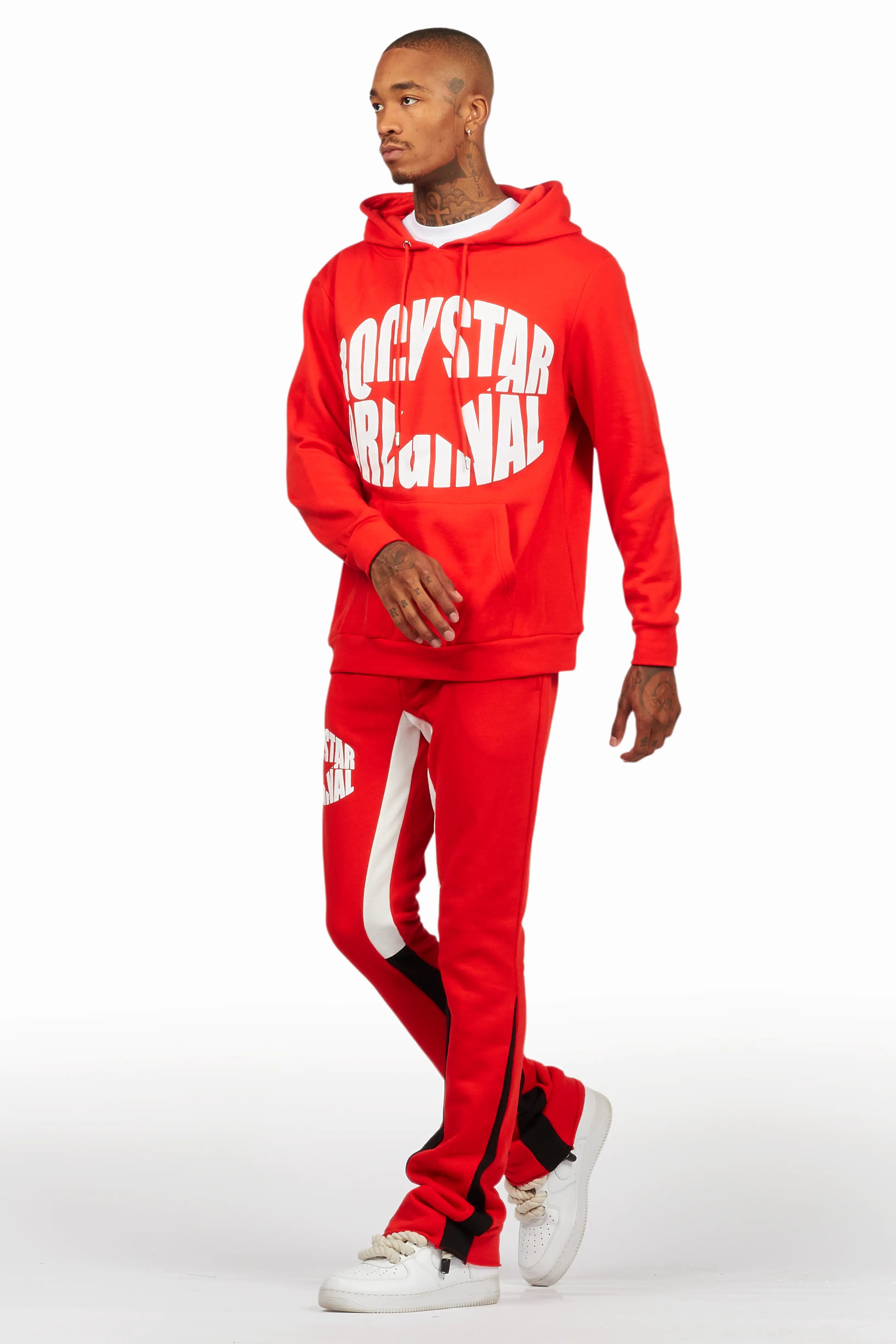 States Red Hoodie Stacked Flare Track Set - Image 5