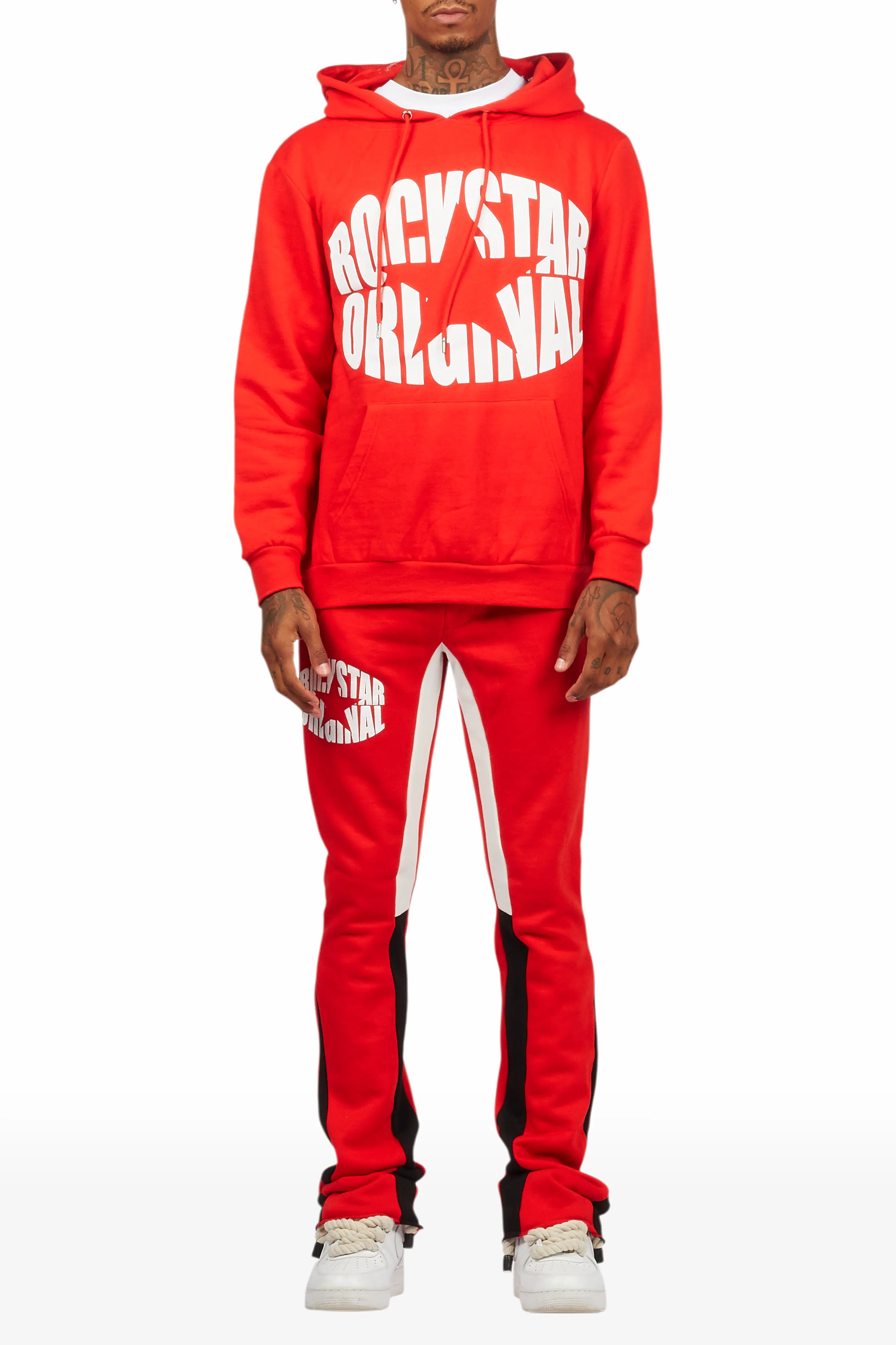 States Red Hoodie Stacked Flare Track Set - Image 9