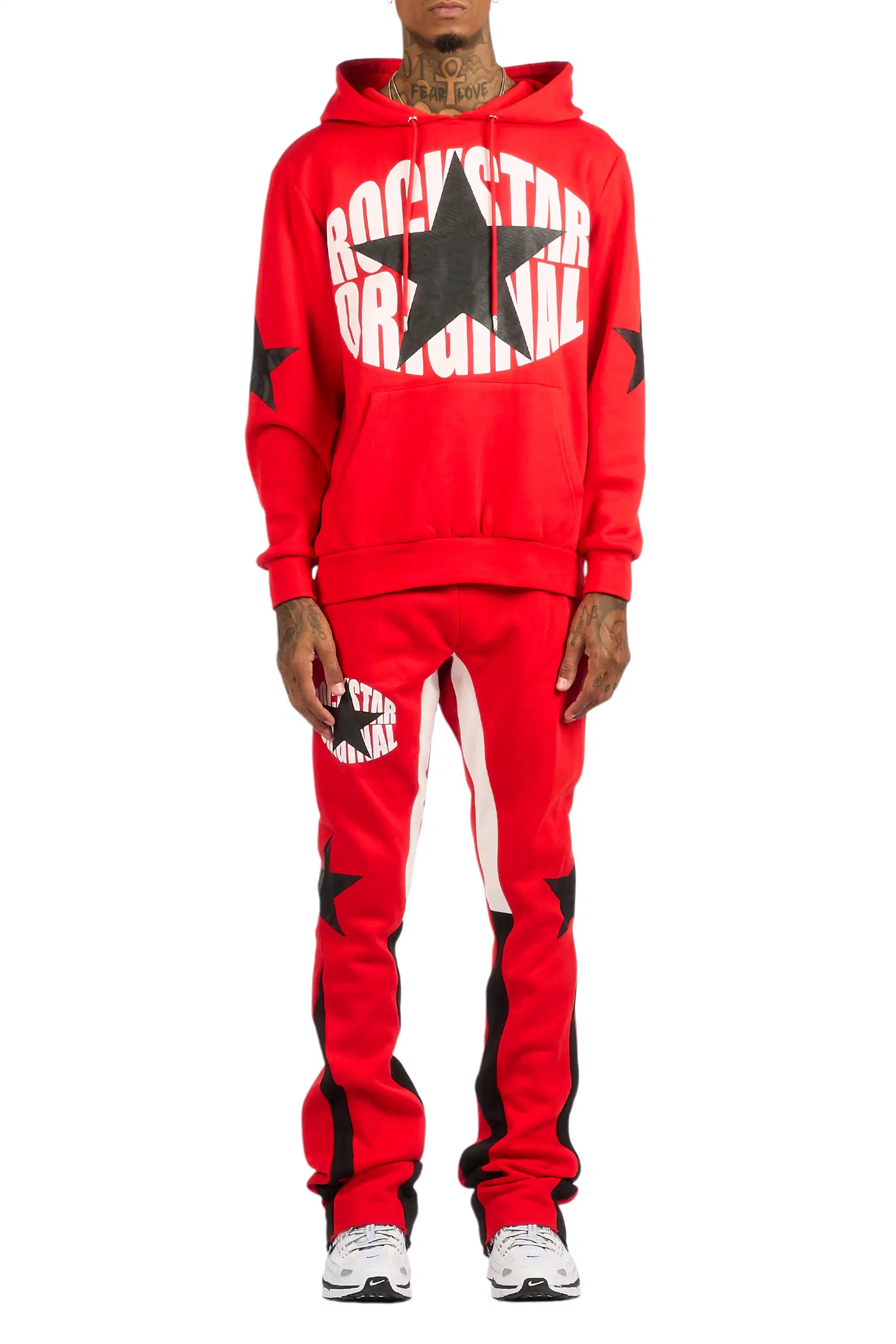States Red/Black Hoodie Stacked Flare Track Set - Image 9