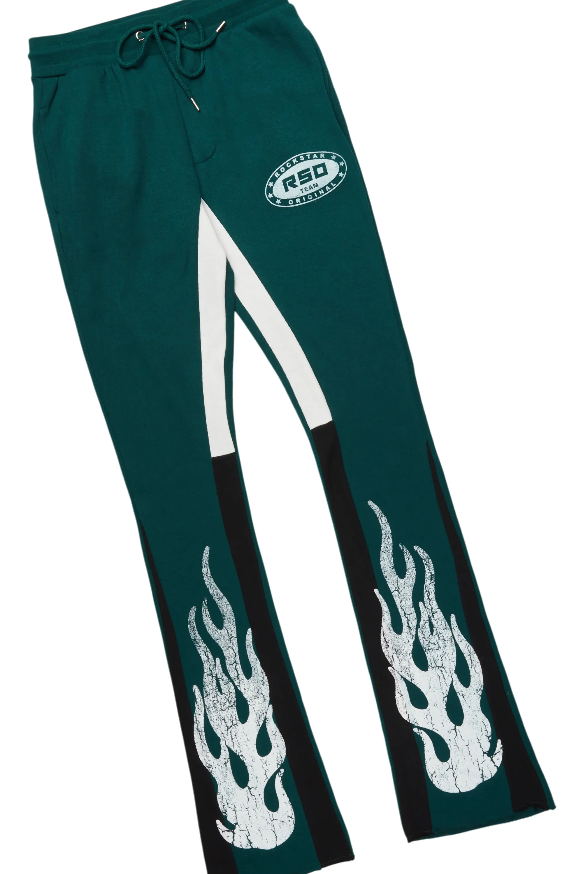 Amos Dark Green Stacked Flare Hoodie Track Set - Image 9