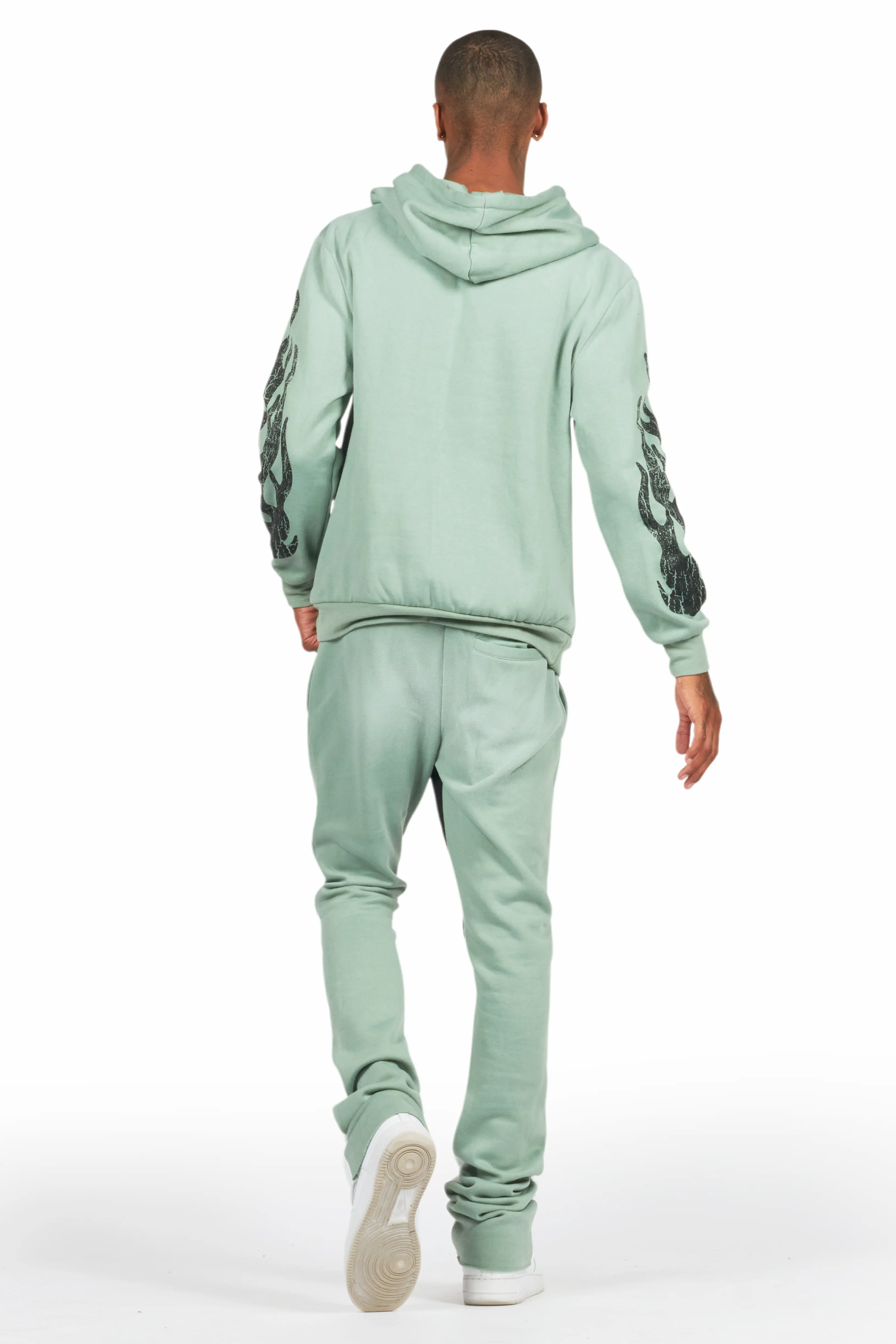 Amos Sage Stacked Flare Hoodie Track Set - Image 4