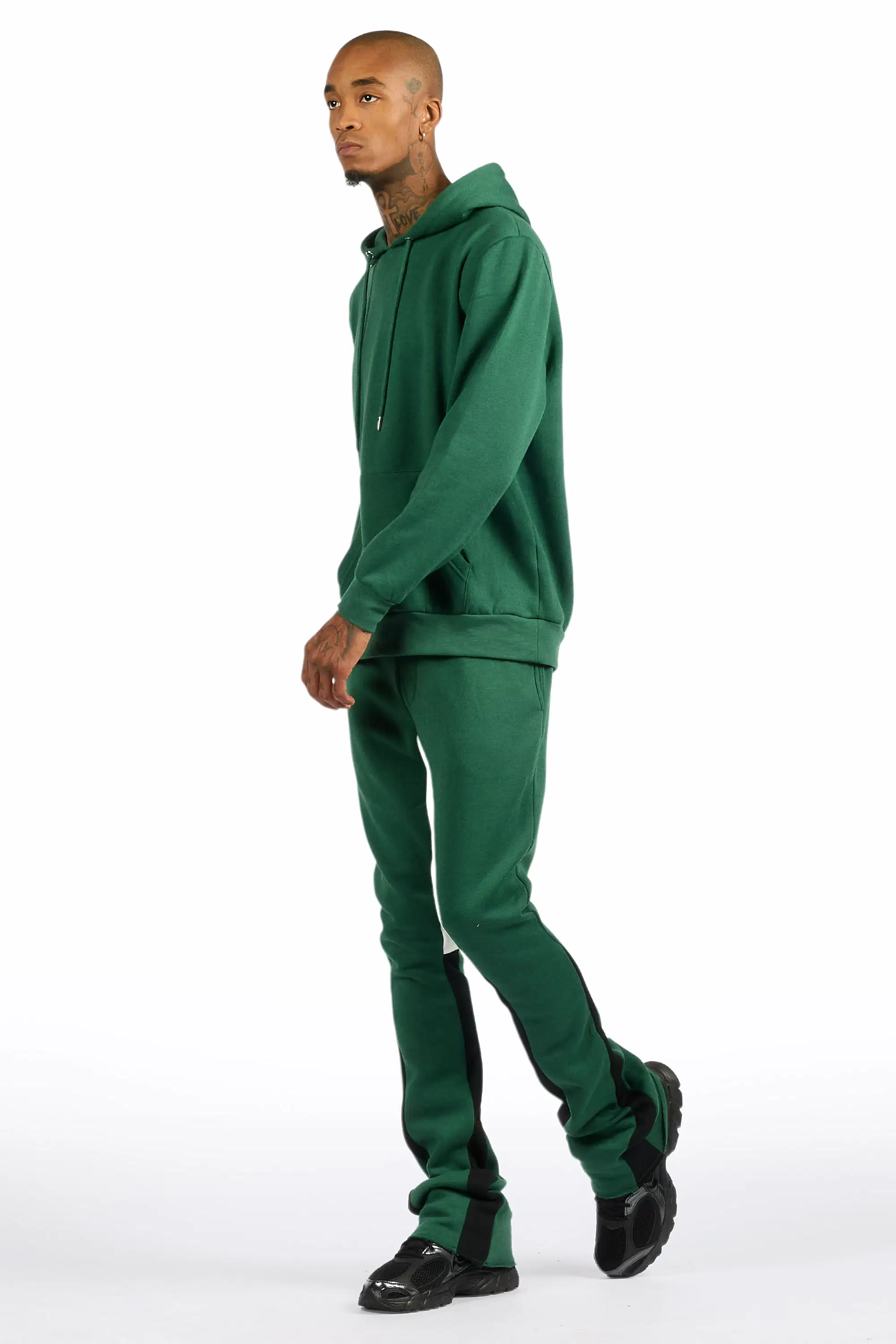 Basic Hunter Green Hoodie/Stacked Flare Track Set - Image 5