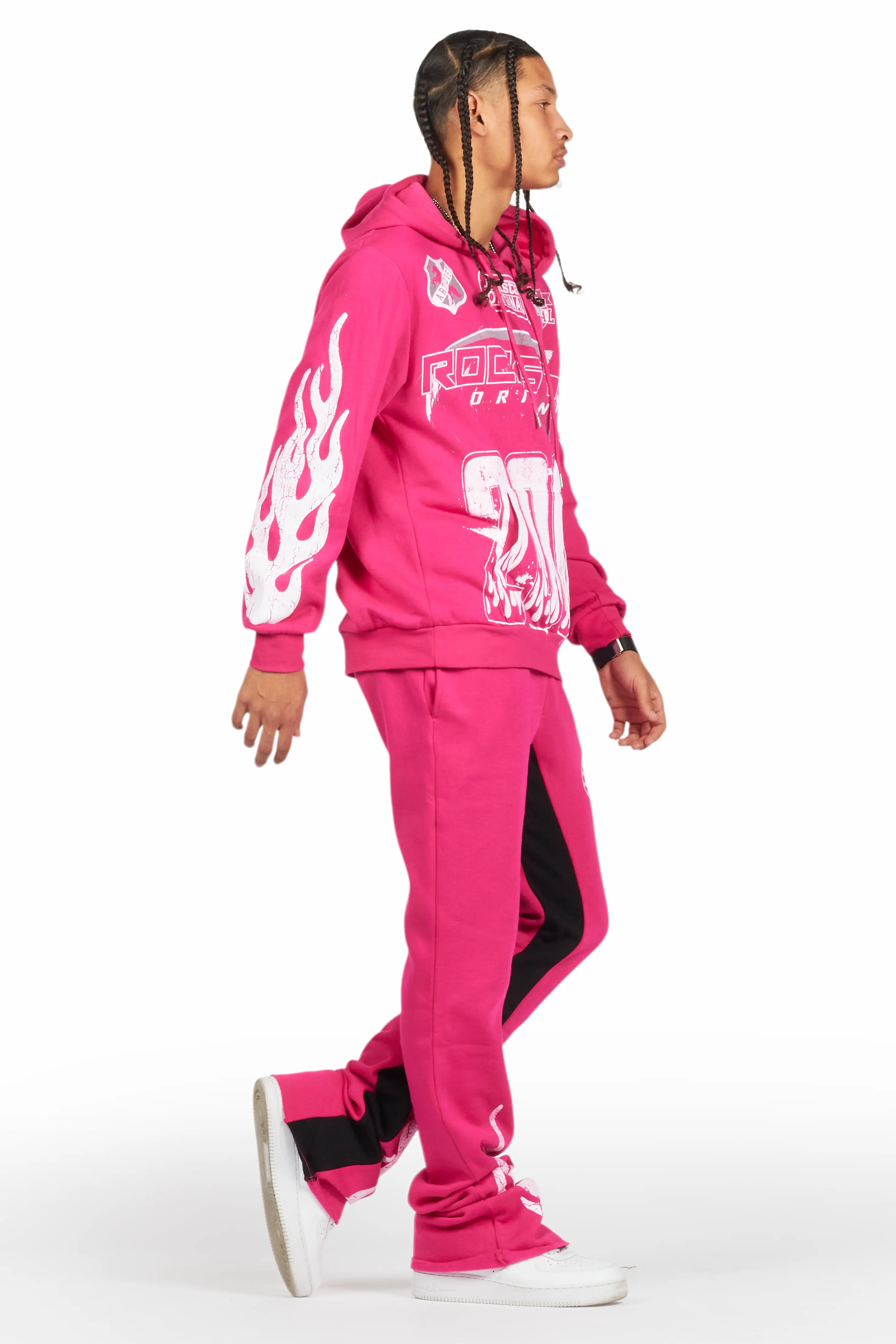 Amos Fuchsia Hoodie/Baggy Track Pant Set - Image 3