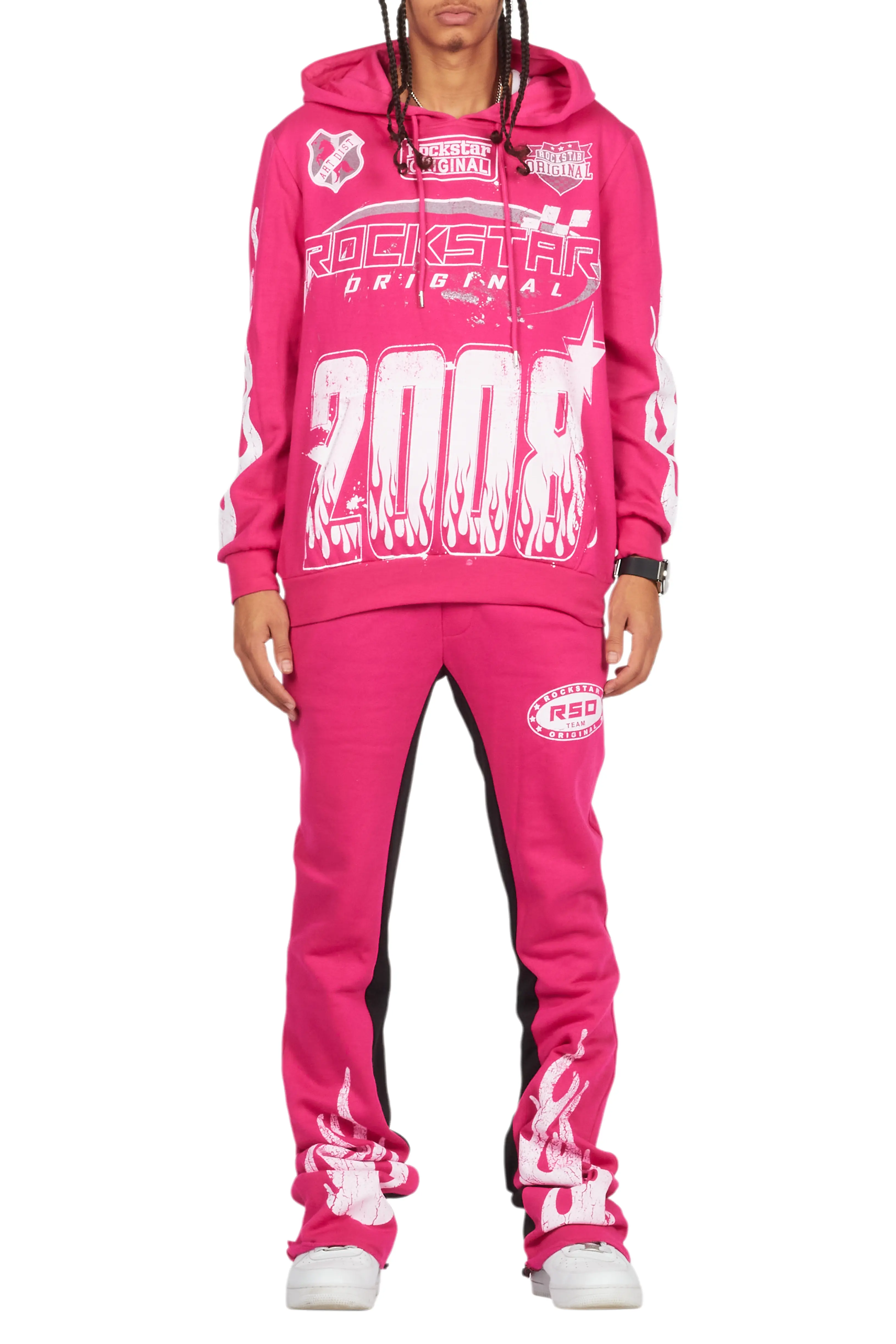 Amos Fuchsia Hoodie/Baggy Track Pant Set - Image 9