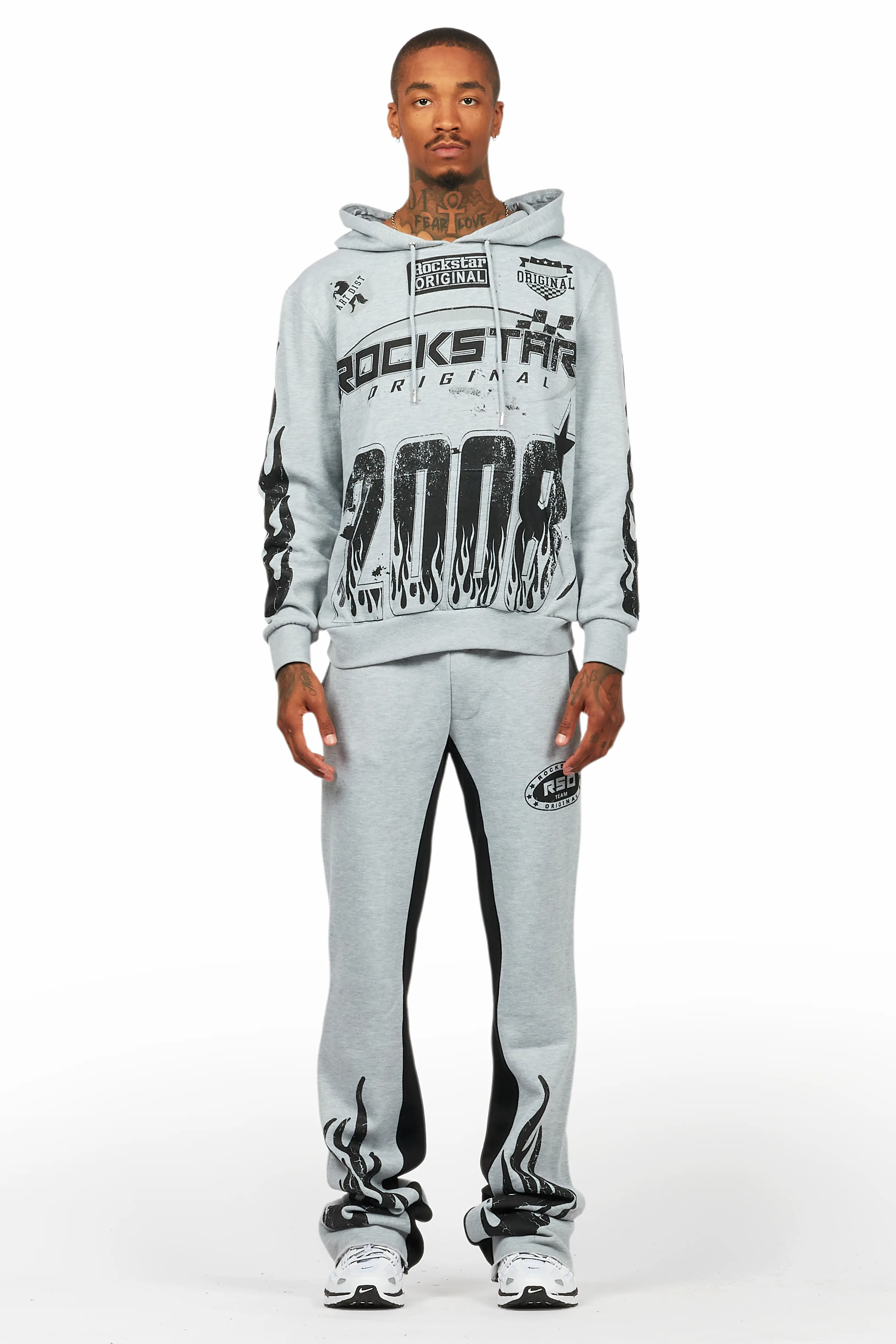 Amos Heather Grey Hoodie/Baggy Track Pant Set - Image 2