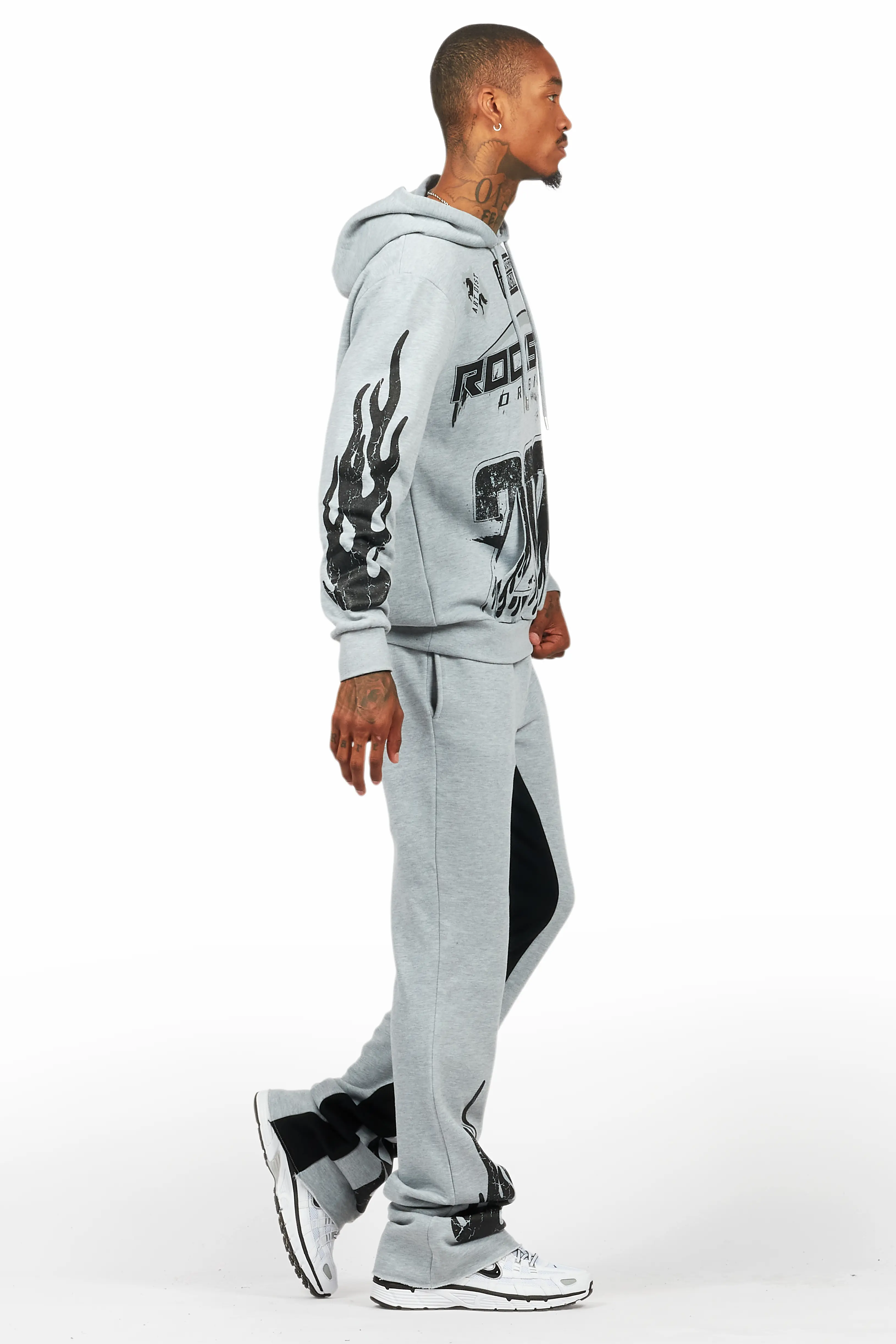 Amos Heather Grey Hoodie/Baggy Track Pant Set - Image 3