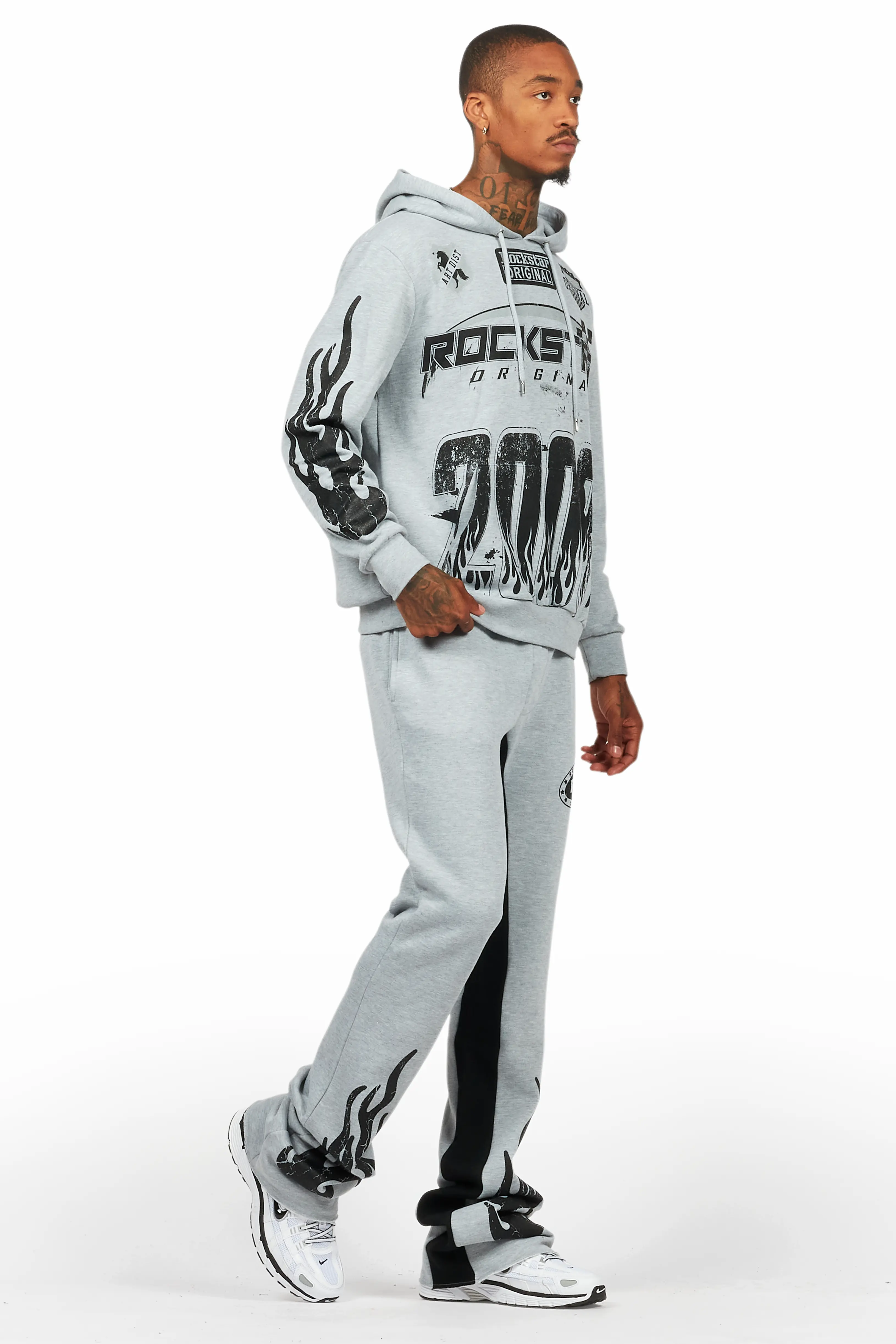 Amos Heather Grey Hoodie/Baggy Track Pant Set - Image 6