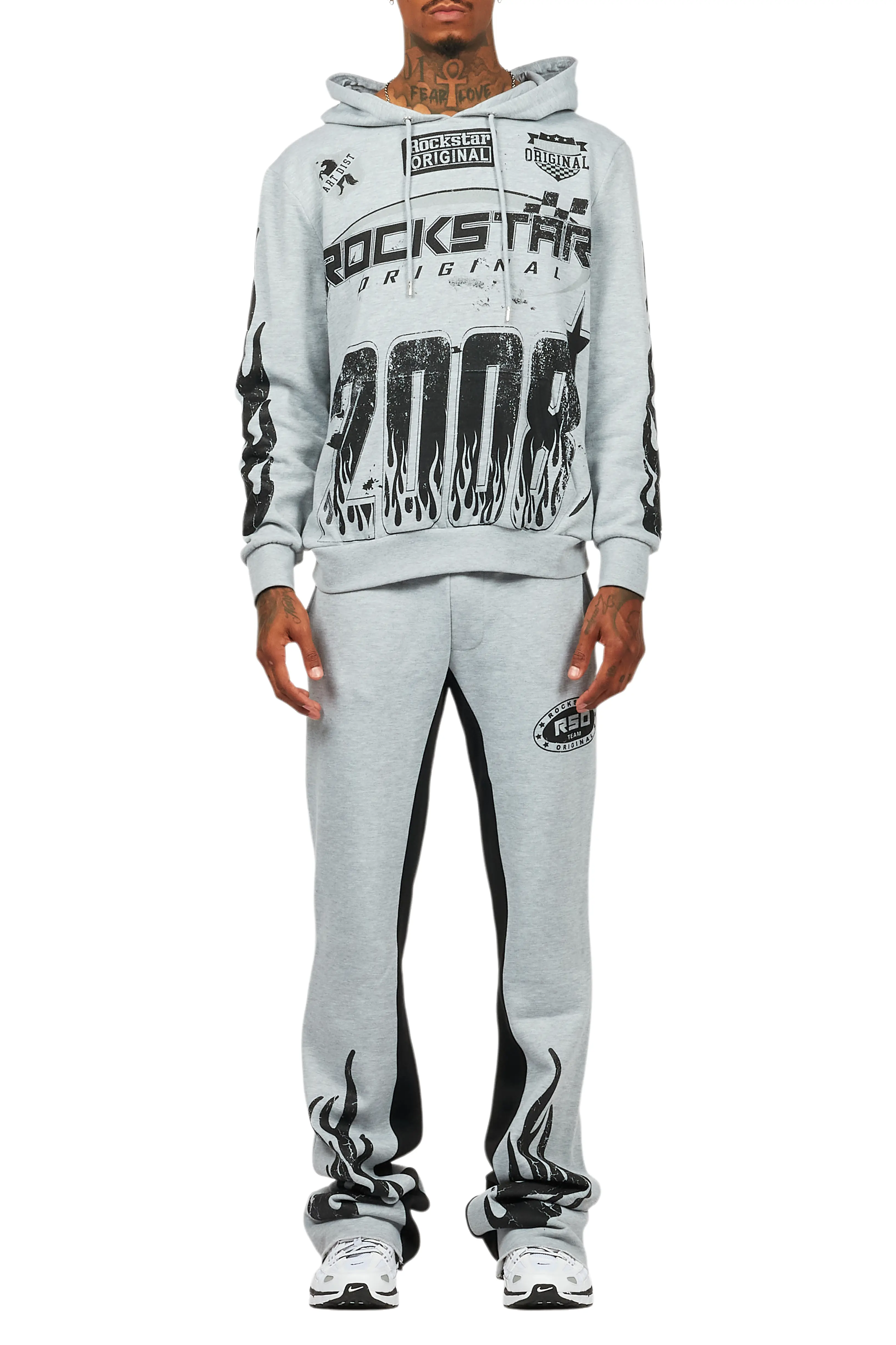Amos Heather Grey Hoodie/Baggy Track Pant Set - Image 9