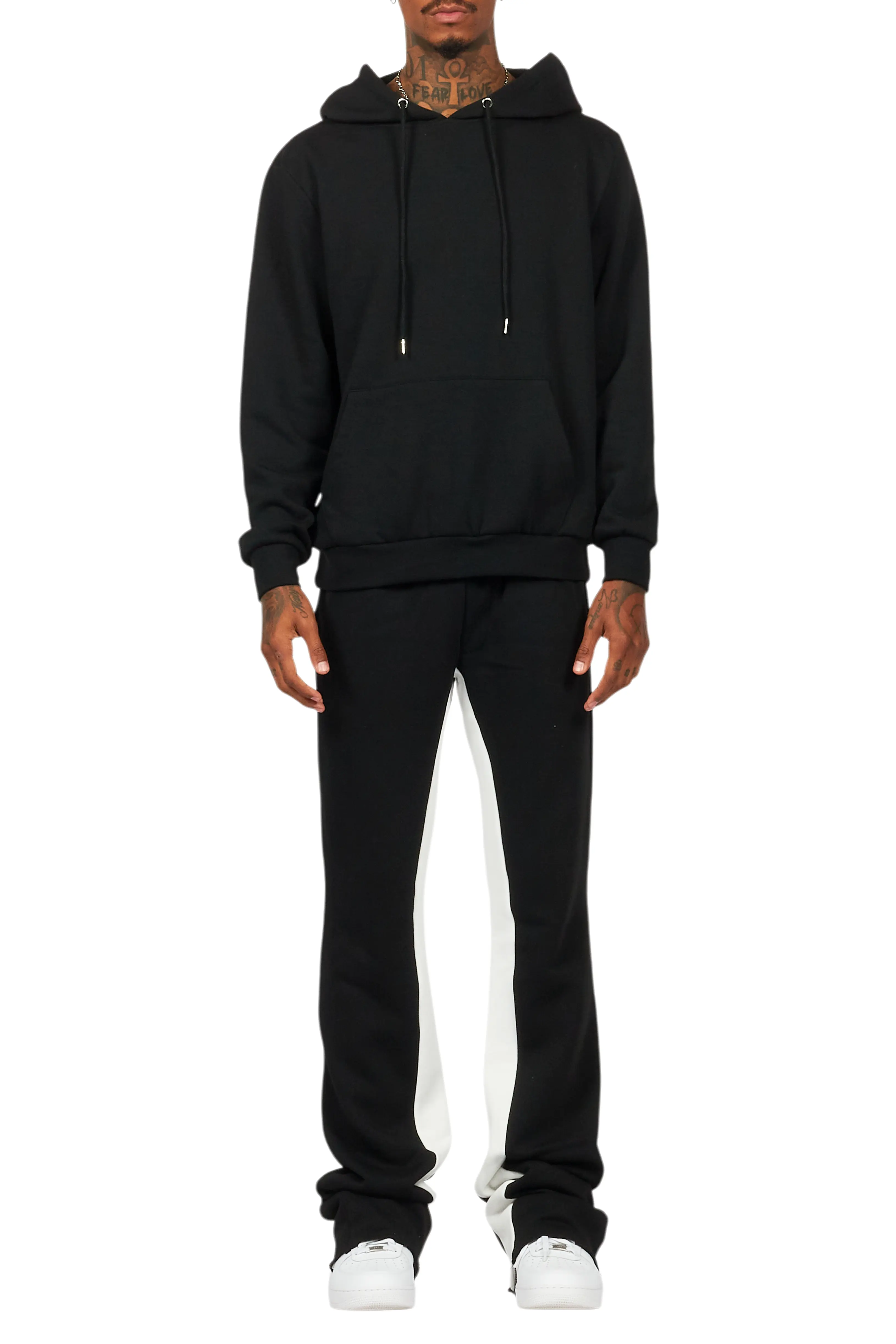 Basic Black/White Hoodie/Baggy Track Pant Set - Image 9