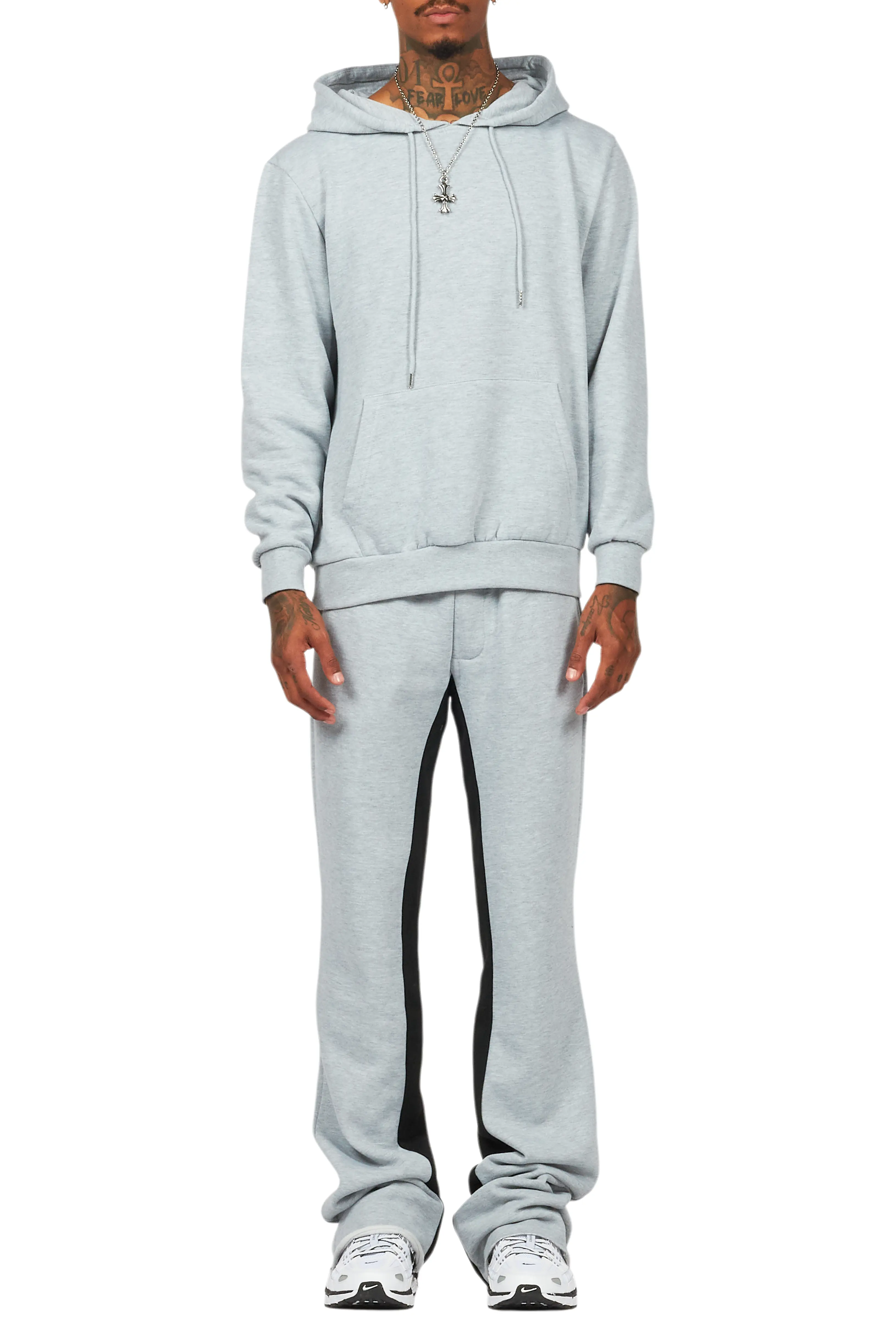 Basic Heather Grey Hoodie/Baggy Track Pant Set - Image 9