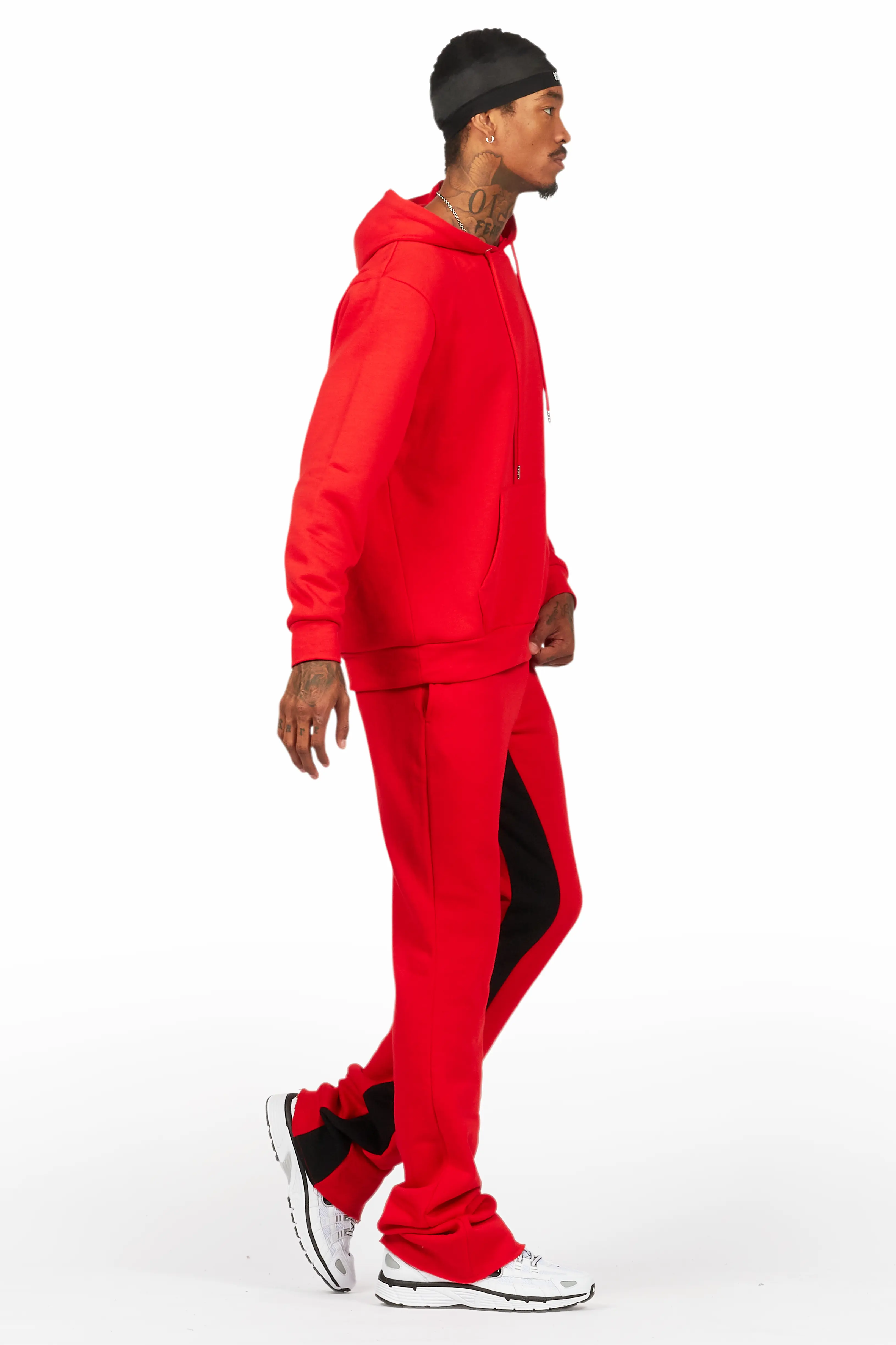 Basic Red Hoodie/Baggy Track Pant Set - Image 3