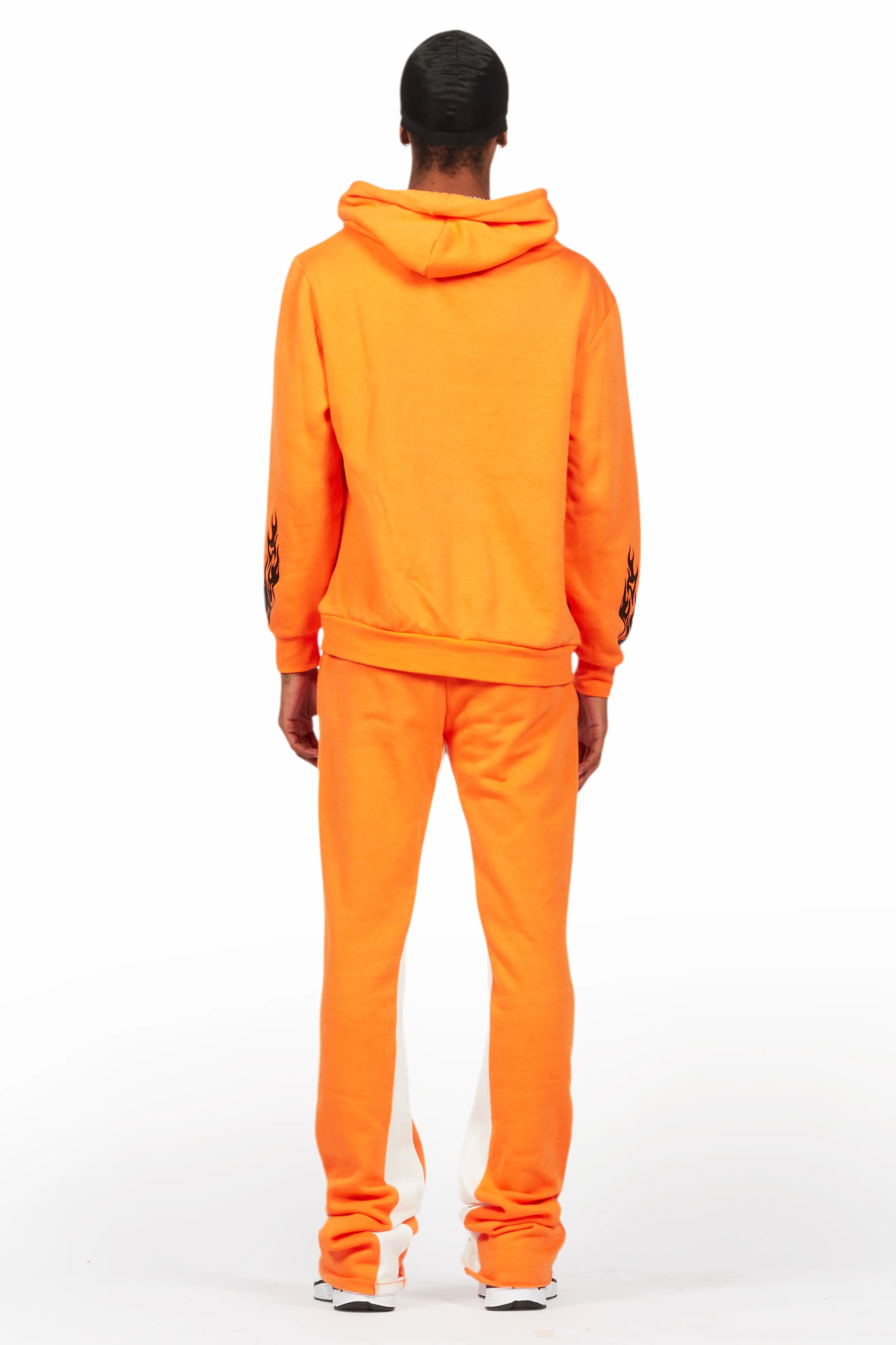Bubble Orange/Black Hoodie/Baggy Fit Pant Set - Image 4