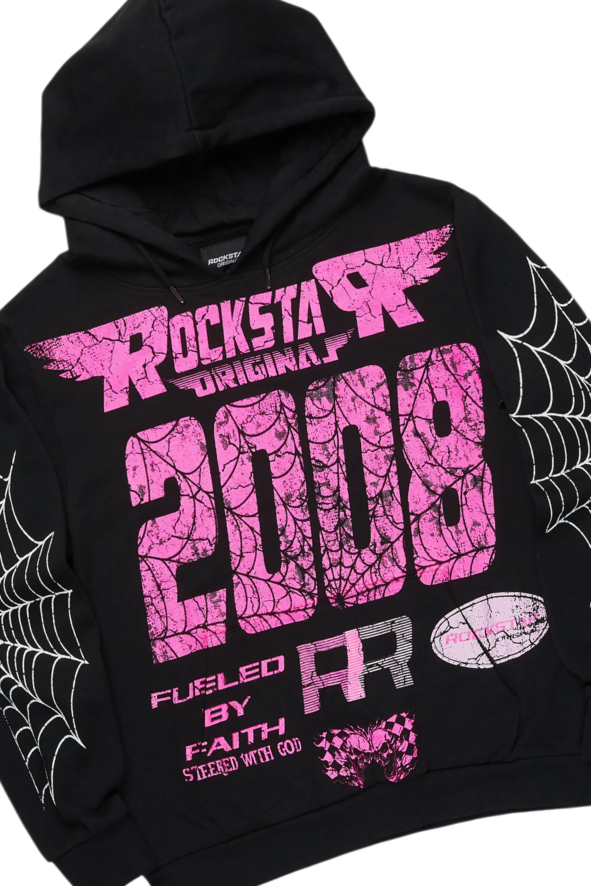 For Pinks Black Hoodie/Stack Flare Track Pant Set - Image 7