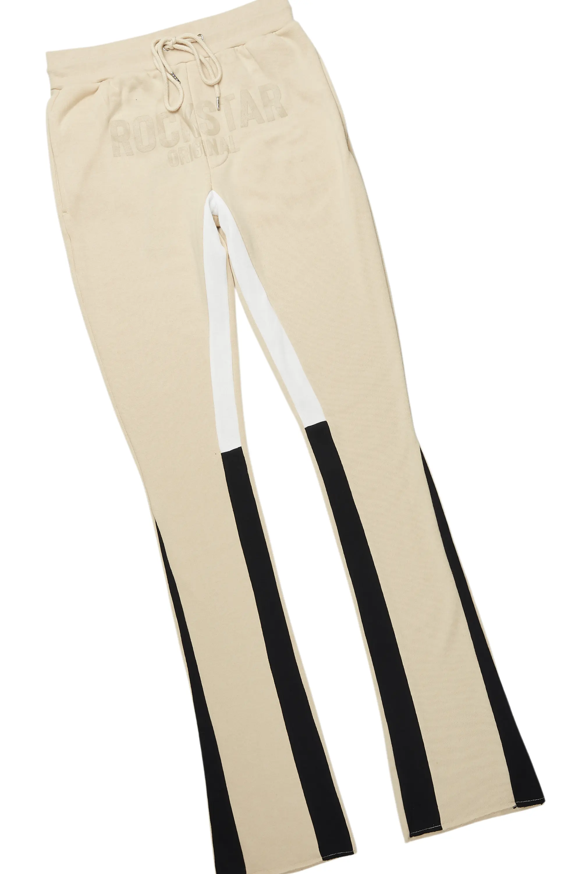 Sana Beige Hoodie/Stacked Flare Track Pant Set - Image 8