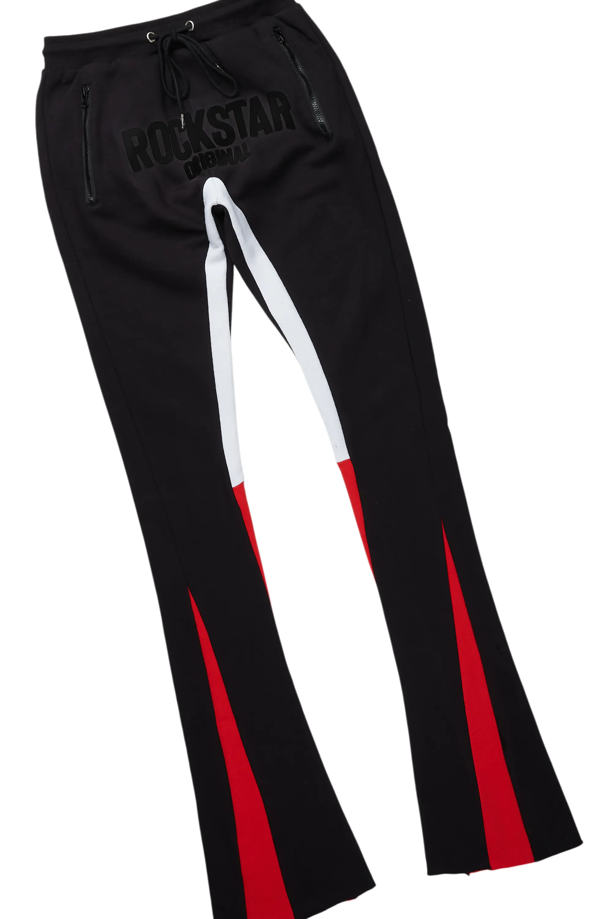 Sana Black/Black Hoodie/Stacked Flare Track Pant Set - Image 8